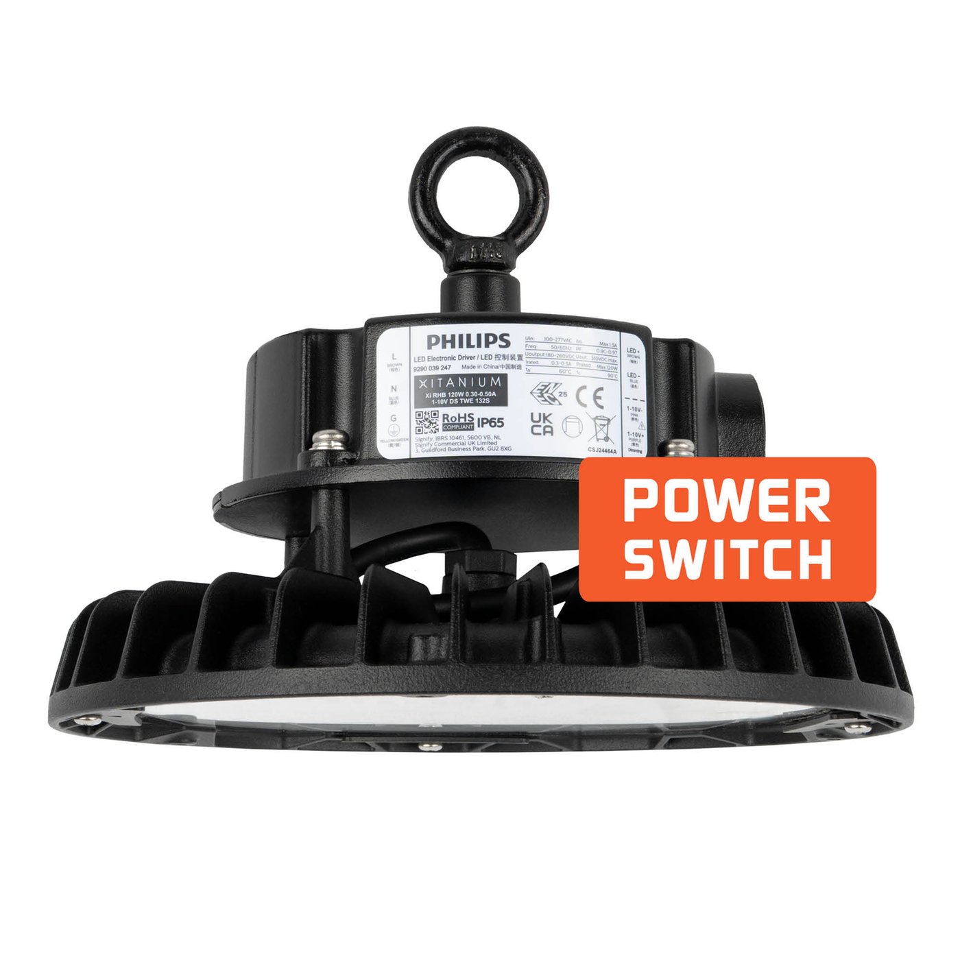High Bay LED - Philips Driver - 100W / 80W / 55W - 120° - 175lm/W - 6500K - IP65 - Dimmable - 5 ans de garantie