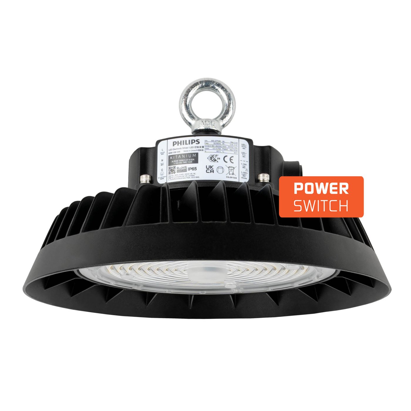 Campana LED - Driver Philips - 150W / 130W / 110W - 90° - 185lm/W - 4000K - IP65 - Regulable - 5 años de garantía