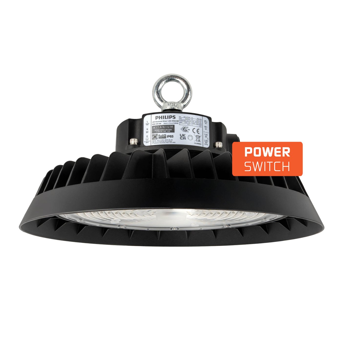 Campana LED - Driver Philips - 200W / 180W / 160W - 90° - 185lm/W - 6500K - IP65 - Regulable - 5 años de garantía