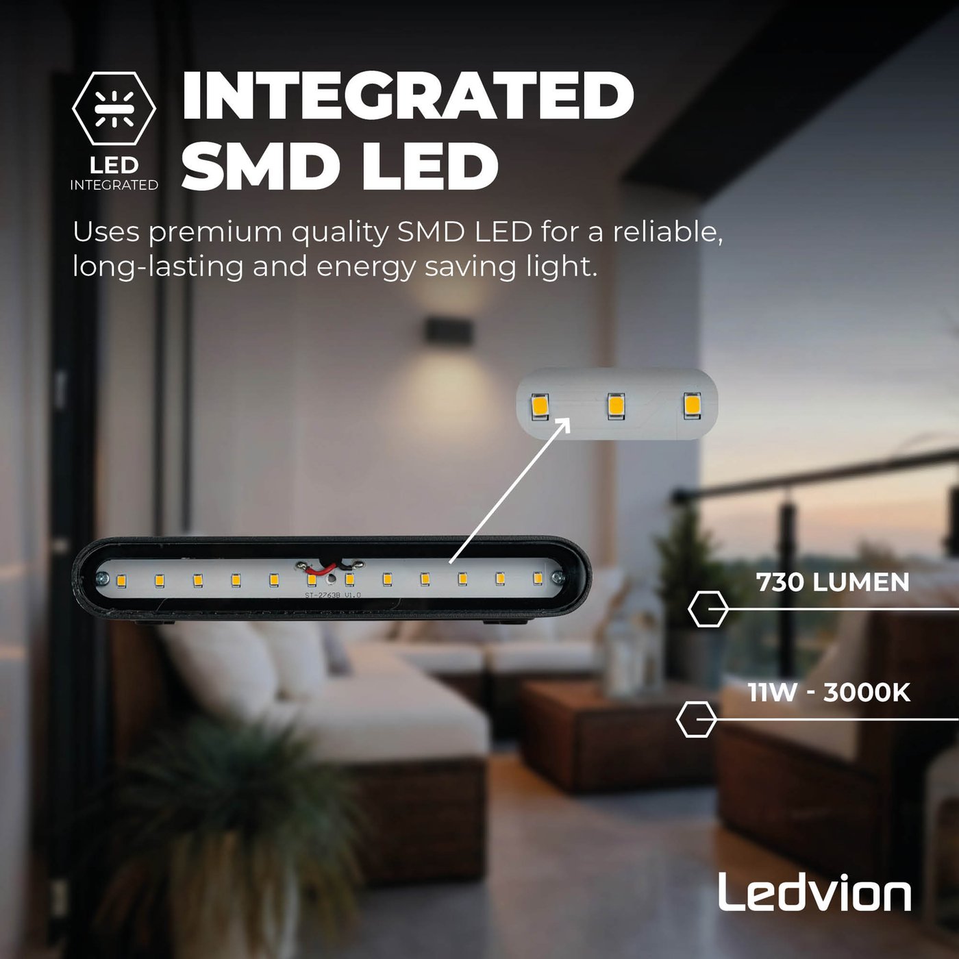 Led's Light LED buitenlamp Amarillo wandlamp 6W grijs