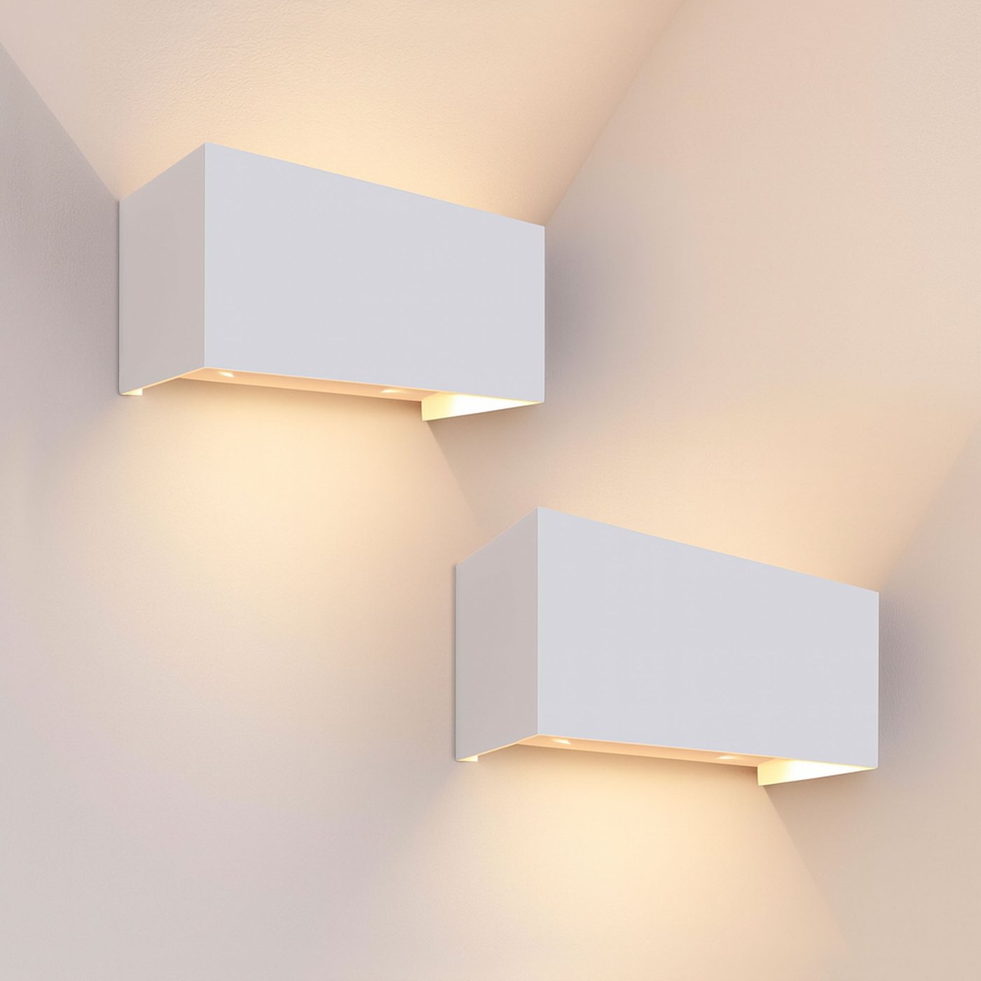 2x LED Outdoor Wall Light – Up & Down Light – 9.5W – 3000K – IP54 – White – Suitable for Indoor and Outdoor Use