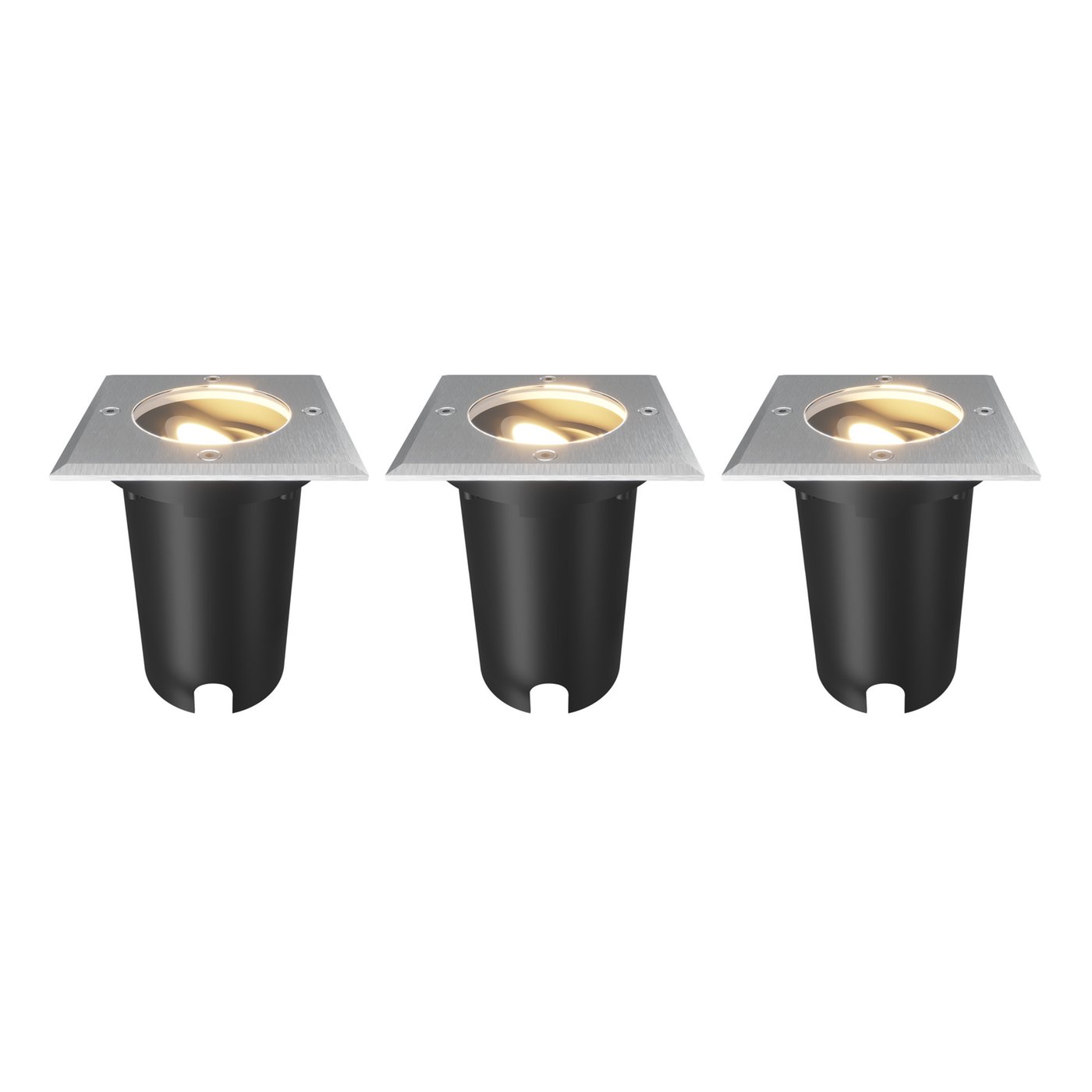 3x Spot Encastrable de Sol Carré - IP67 - GU10 - Inox - Câble 1M - Orientable