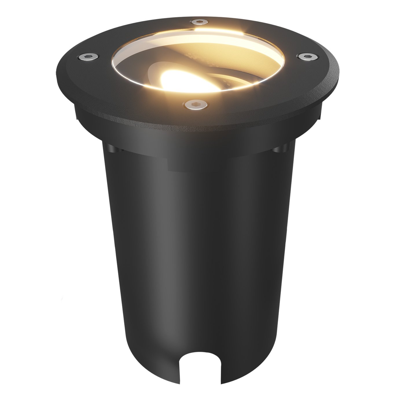 Foco LED Empotrable de Suelo Redondo - IP67 - GU10 - Negro - Cable de 1M - Orientable
