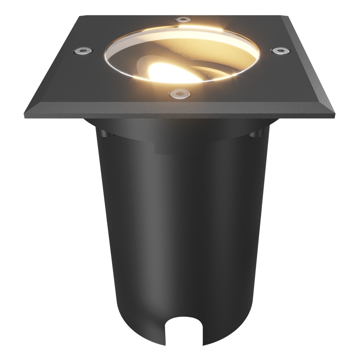 Spot Encastrable de Sol Carré - IP67 - GU10 - Noir - Câble 1M - Orientable