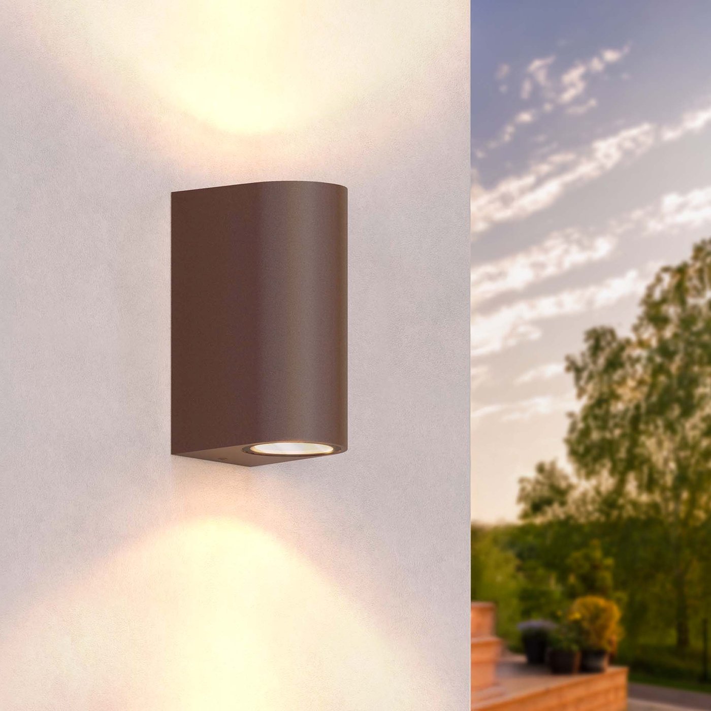 LED Outdoor Wall Light - Santa Barbara - GU10 Fitting - Up & Down - Rust - Suitable for Indoor & Outdoor Use