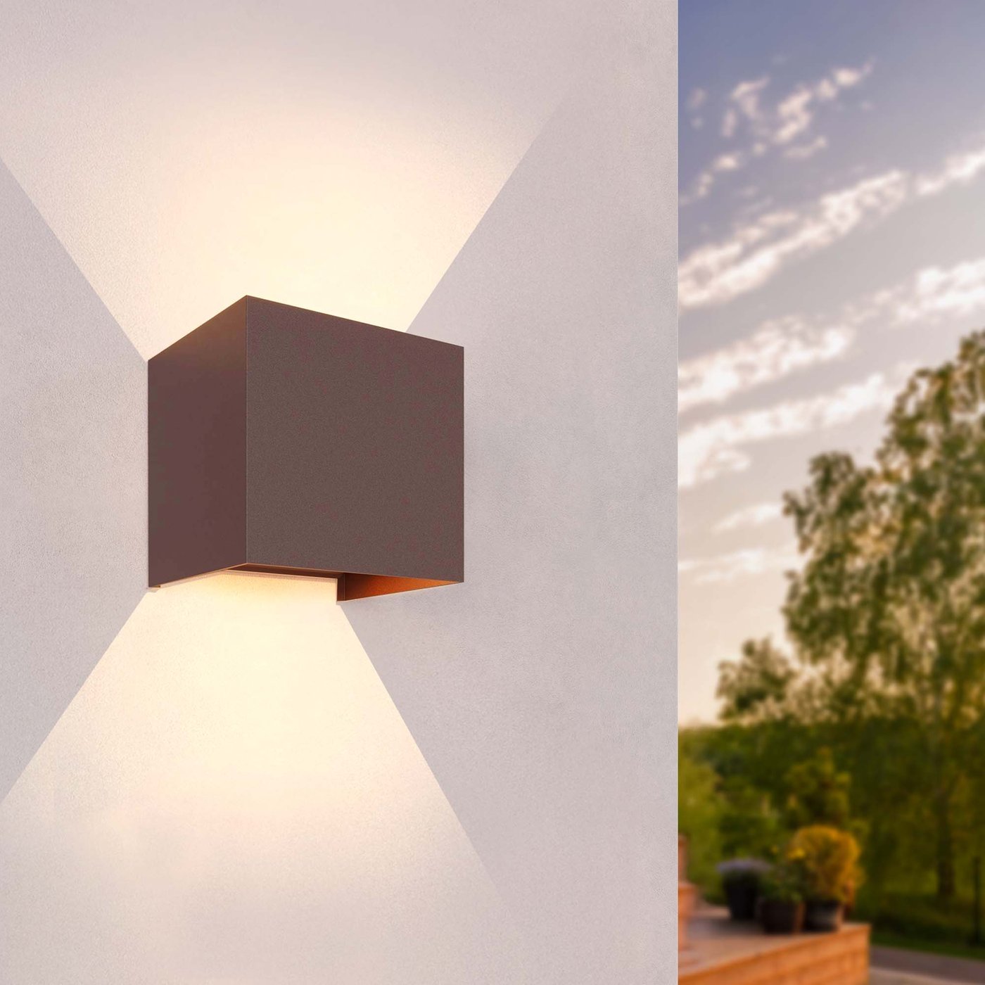 Zewnętrzny Kinkiet Ścienny LED - Dwustronny - 3W - 3000K - IP54 - Ściemniane - Rdza