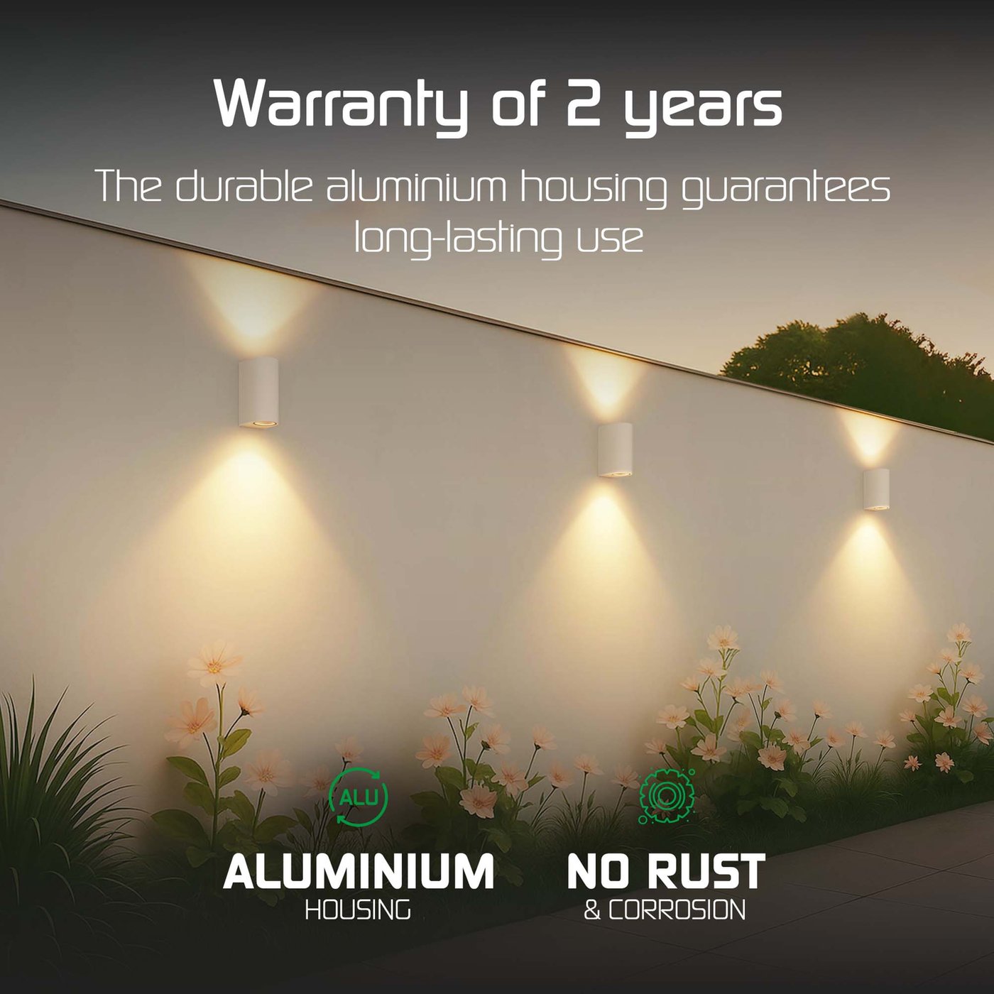 Ledvion Santa Barbara - Lampada Da Parete LED Per Esterni | Applique Bifacciale Nera IP54 Con Portalampade GU10