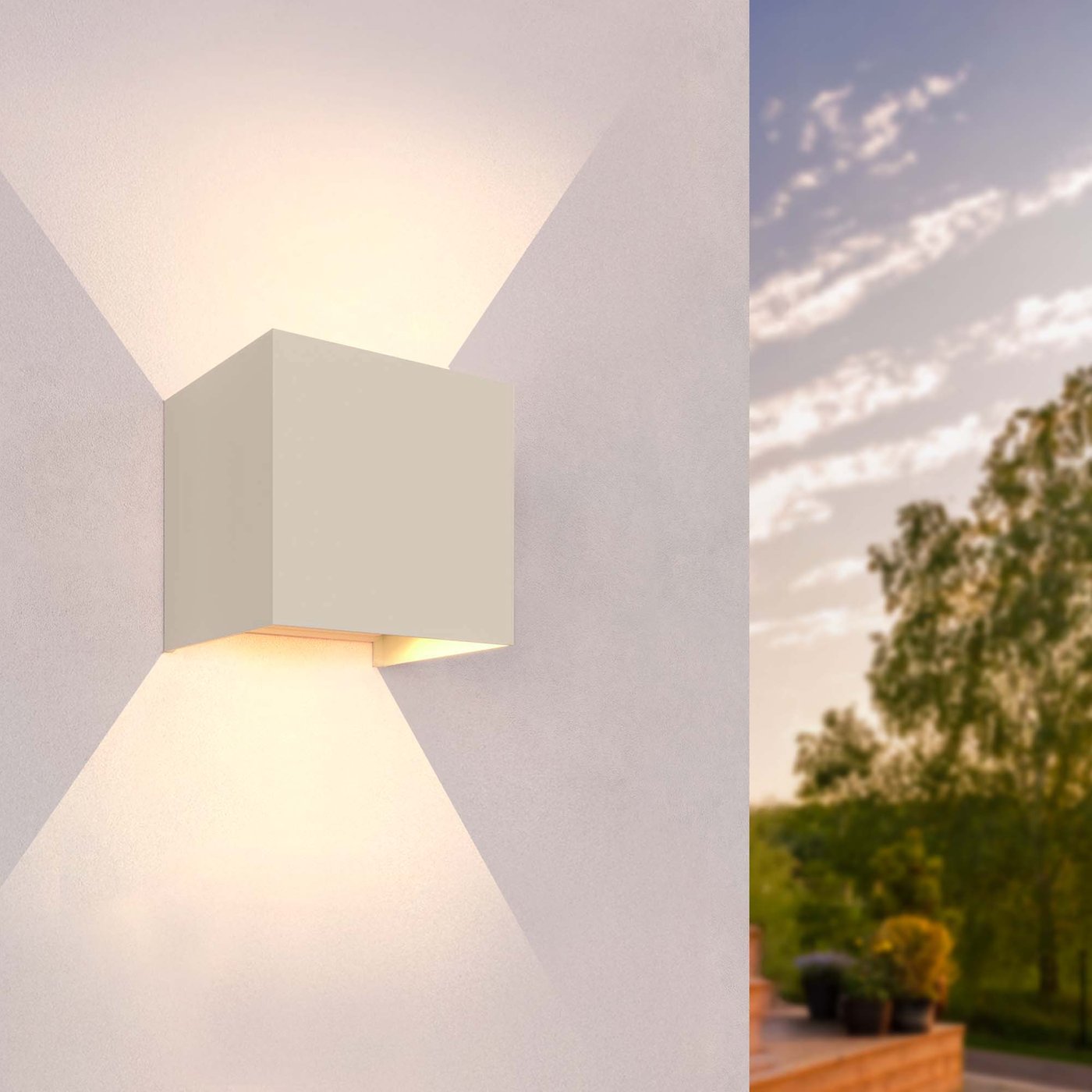 Zewnętrzny Kinkiet Ścienny LED - Dwustronny - 3W - 3000K - IP54 - Ściemniane - Beżowy