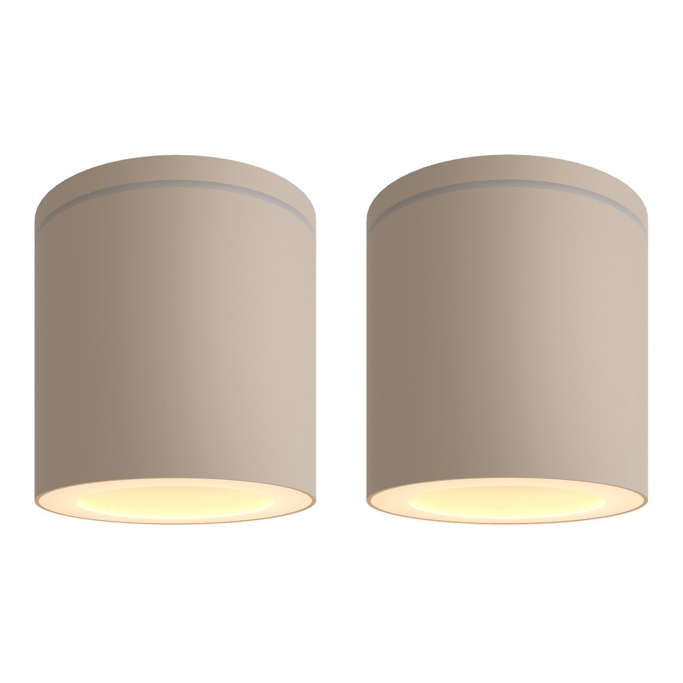 2x Opbouwspot Buiten - Dimbaar - 3W - 2700K - IP54 - Beige
