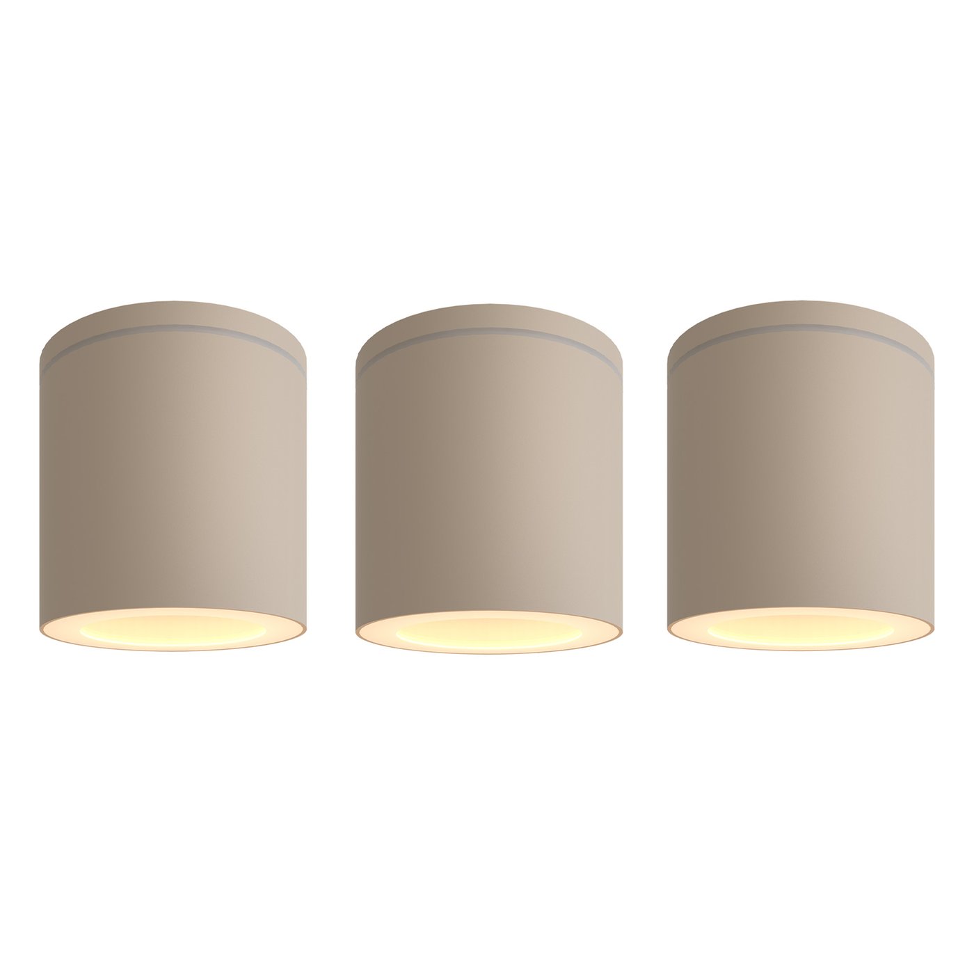 3x Opbouwspot Buiten - Dimbaar - 3W - 2700K - IP54 - Beige