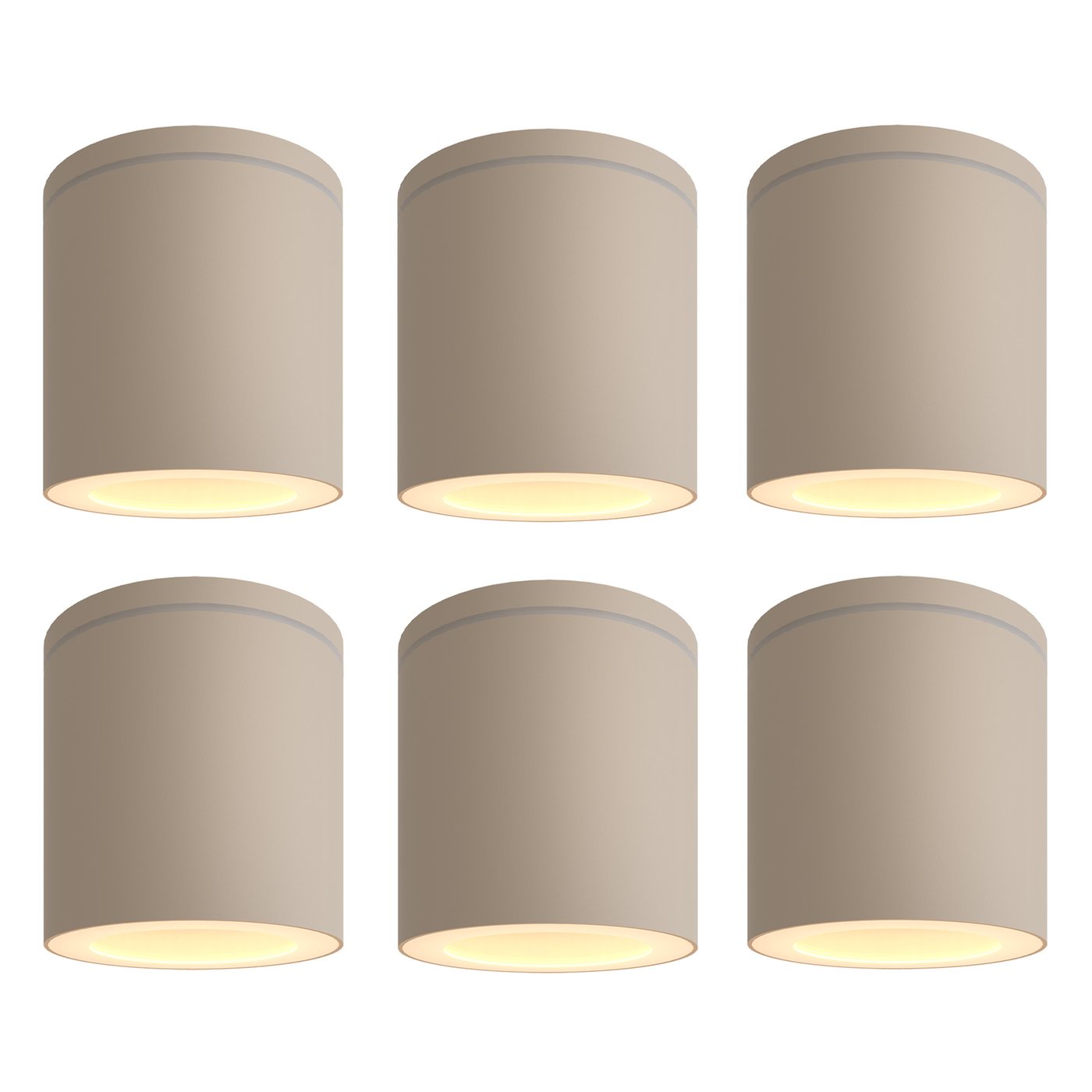 6x Opbouwspot Buiten - Dimbaar - 3W - 2700K - IP54 - Beige