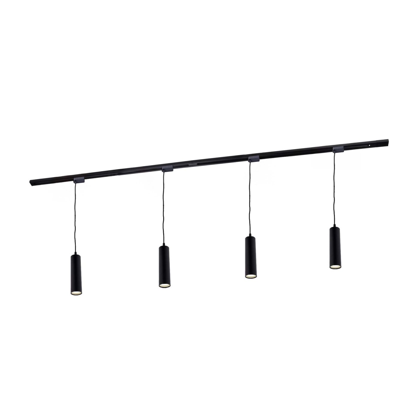 2m LED Spot sur Rail - 4 Suspensions - Dimmable - Rail Monophasé - Noir