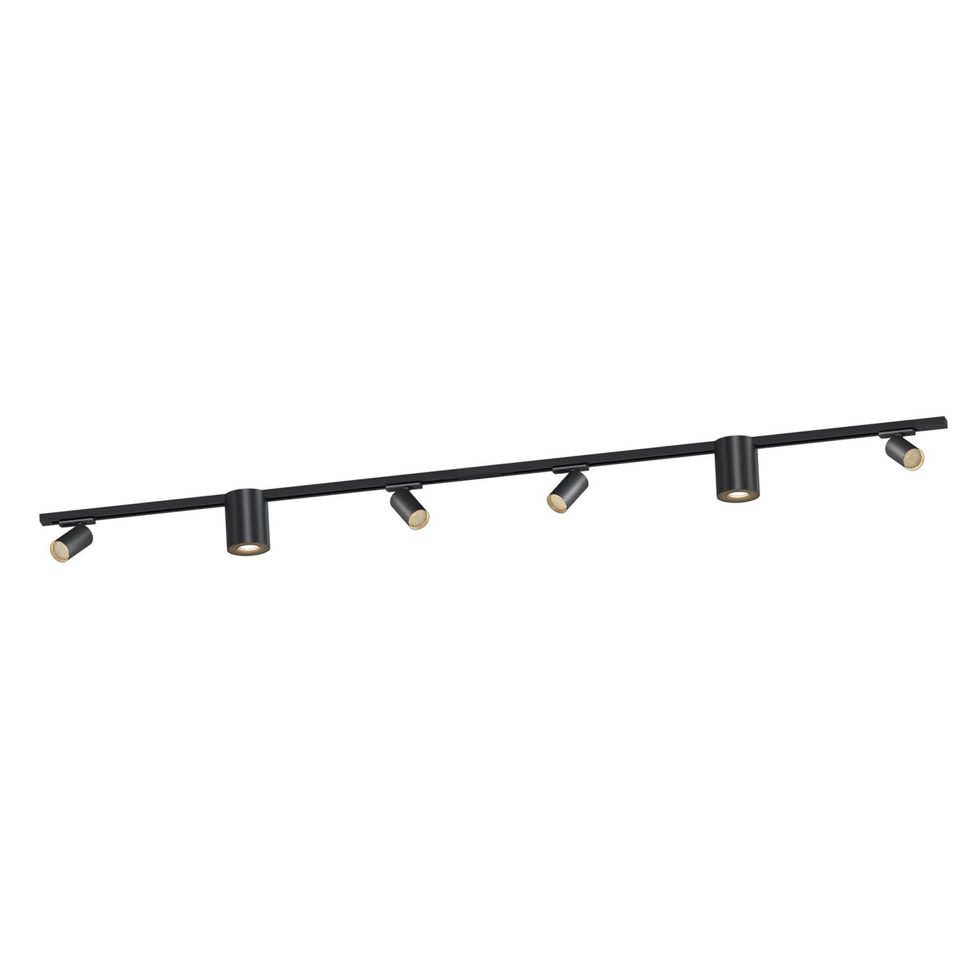 2m LED Railverlichting - 2 Opbouwspots / 4 Railspots - Dimbaar - 1-Fase Railsysteem - Zwart