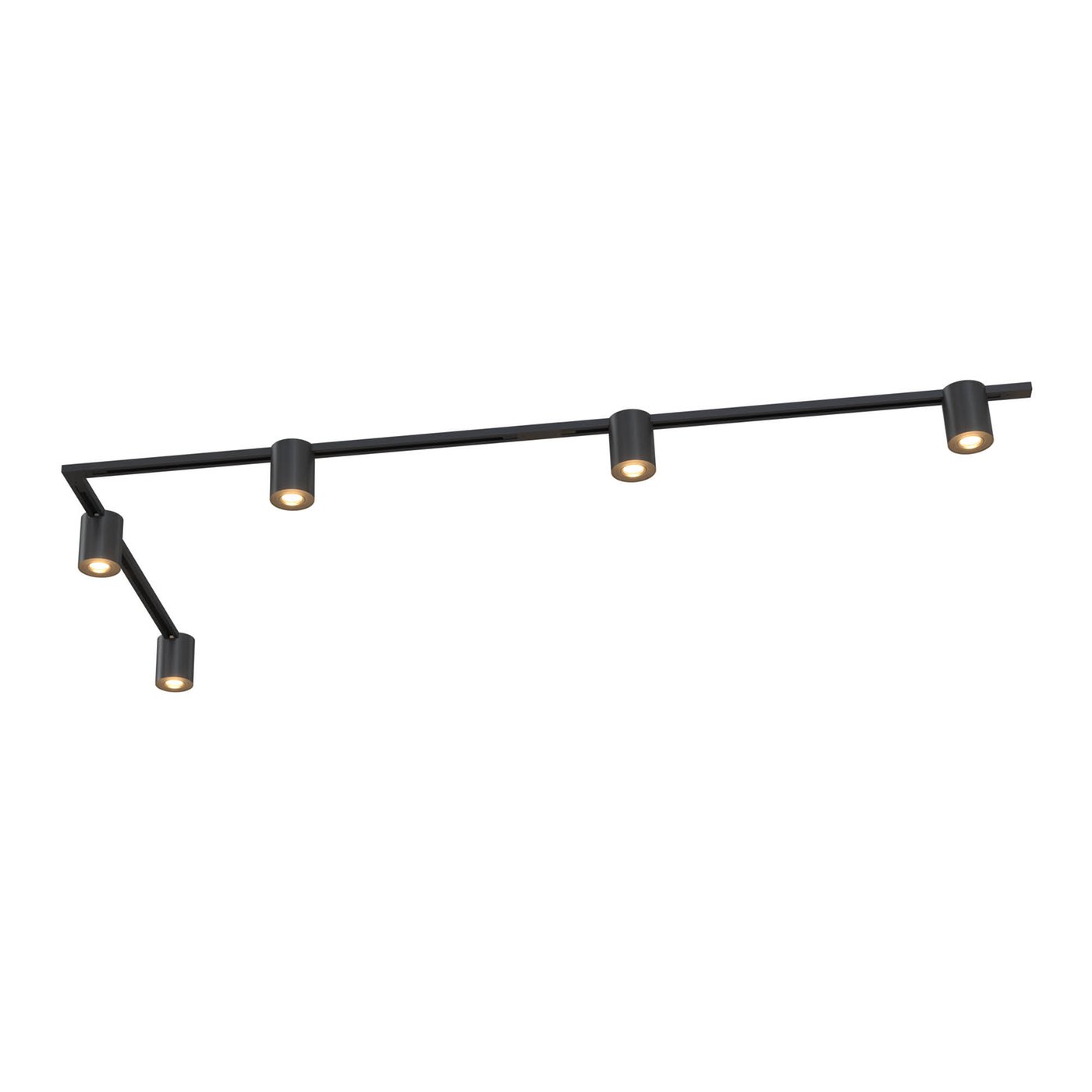 3m LED Spot sur rail - 5 Spots en saillie - Dimmable - Rail Monophasé - Noir