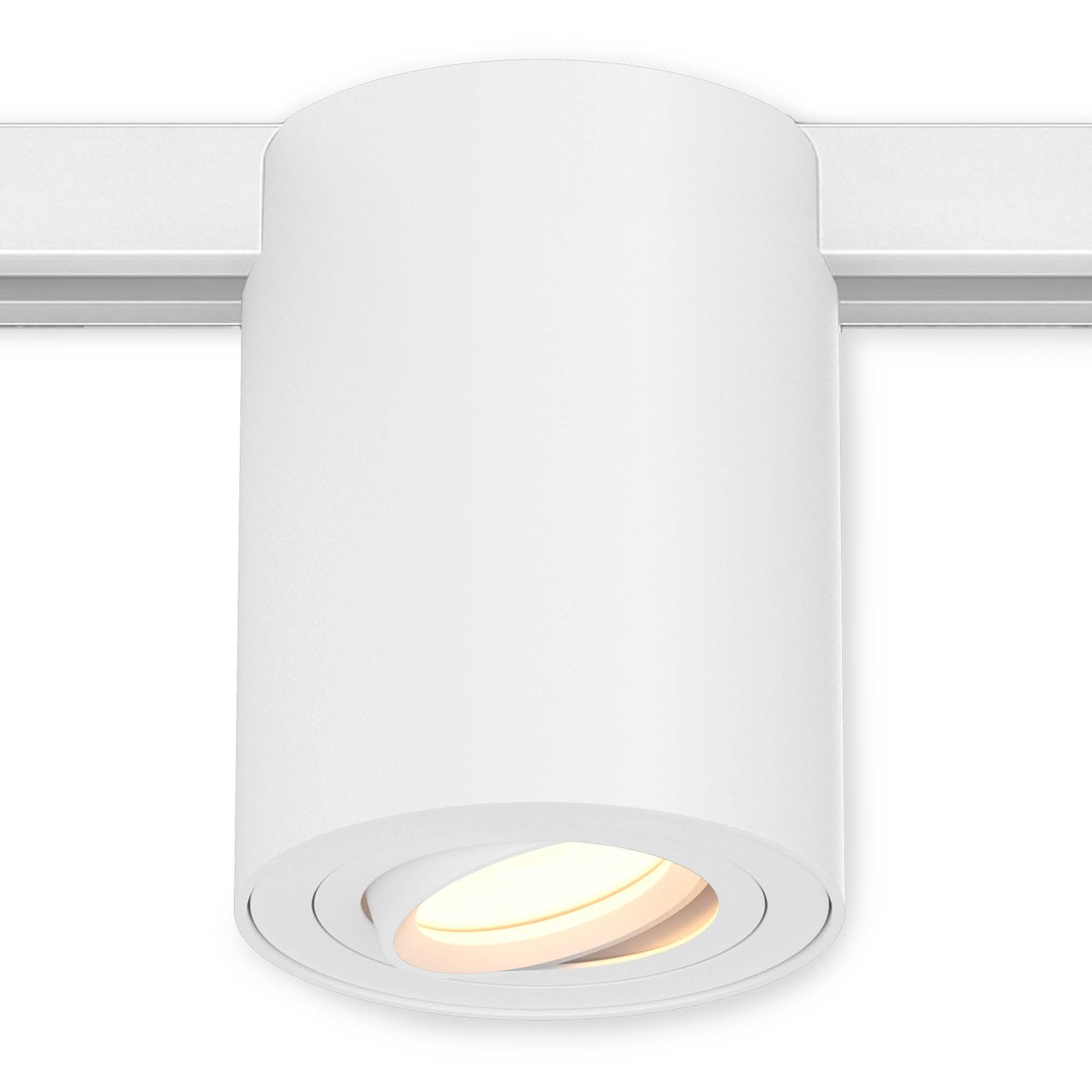 Spot pour Rail Monophasé 1-Fase - GU10 Raccord - Blanc - Inclinable - Spot en saillie - 125x95mm - Plug & Play