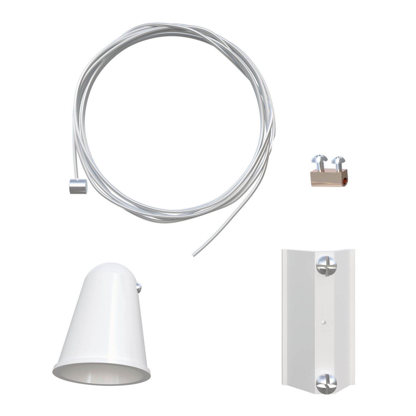 Aufhängeset Schienensystem – 2er Set – Weiß – 2m Kabel