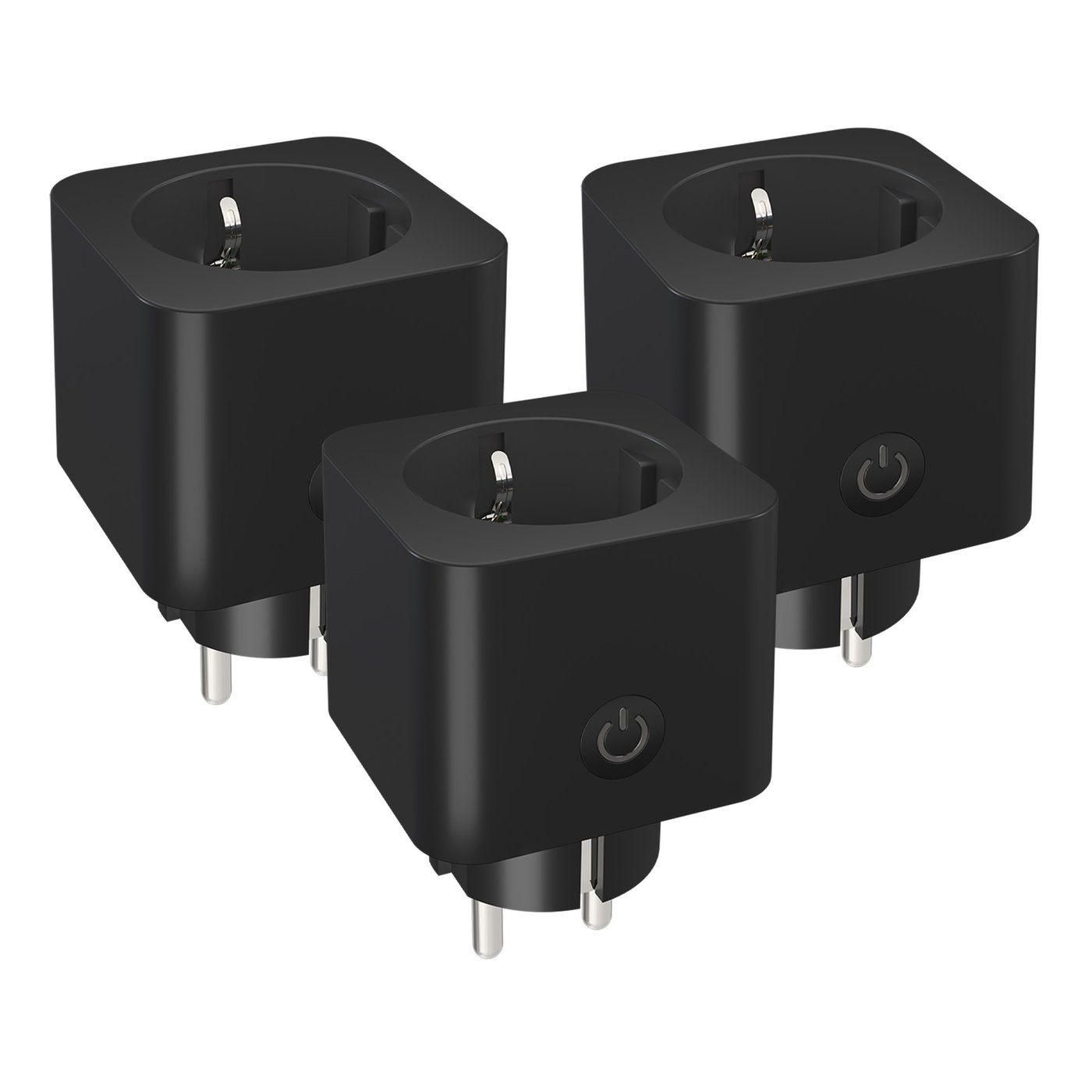 3x Inteligentne Gniazdko WiFi Ledvion z Timerem i Oszczędzaniem Energii - Smart Gniazdko - Aplikacja Calex - Sterowanie Głosowe - Czarny