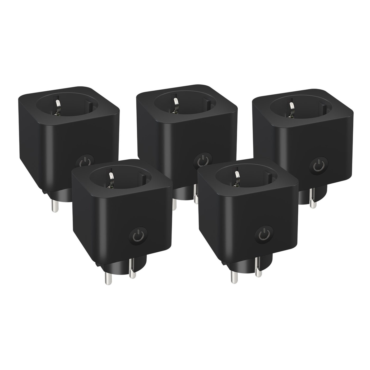 5x Inteligentne Gniazdko WiFi Ledvion z Timerem i Oszczędzaniem Energii - Smart Gniazdko - Aplikacja Calex - Sterowanie Głosowe - Czarny