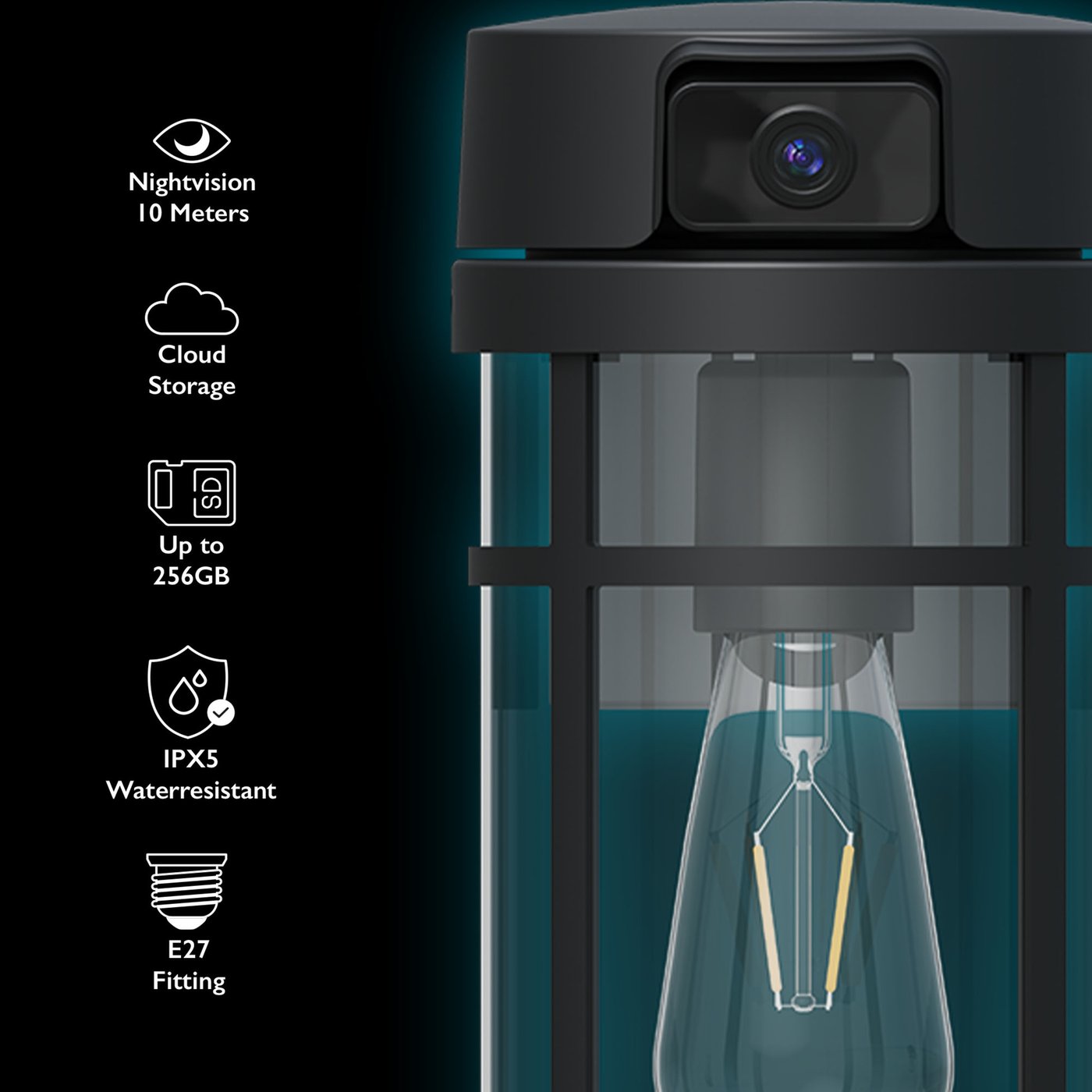 CUEI Telecamera a lampadina di sicurezza domestica WiFi wireless 360° 2.4GHz / 5G 1080P con rilevamento movimento, visione notturna a infrarossi, voce bidirezionale, sorveglianza domestica