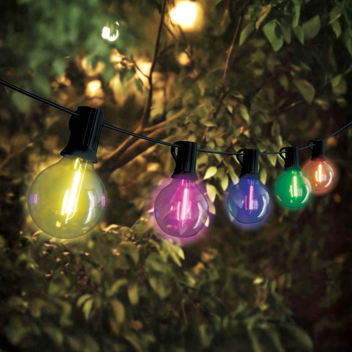17m Guirlande Guinguette LED + Câble de Connexion 3m - IP44 - Connectable - avec 30 Lampes LED
