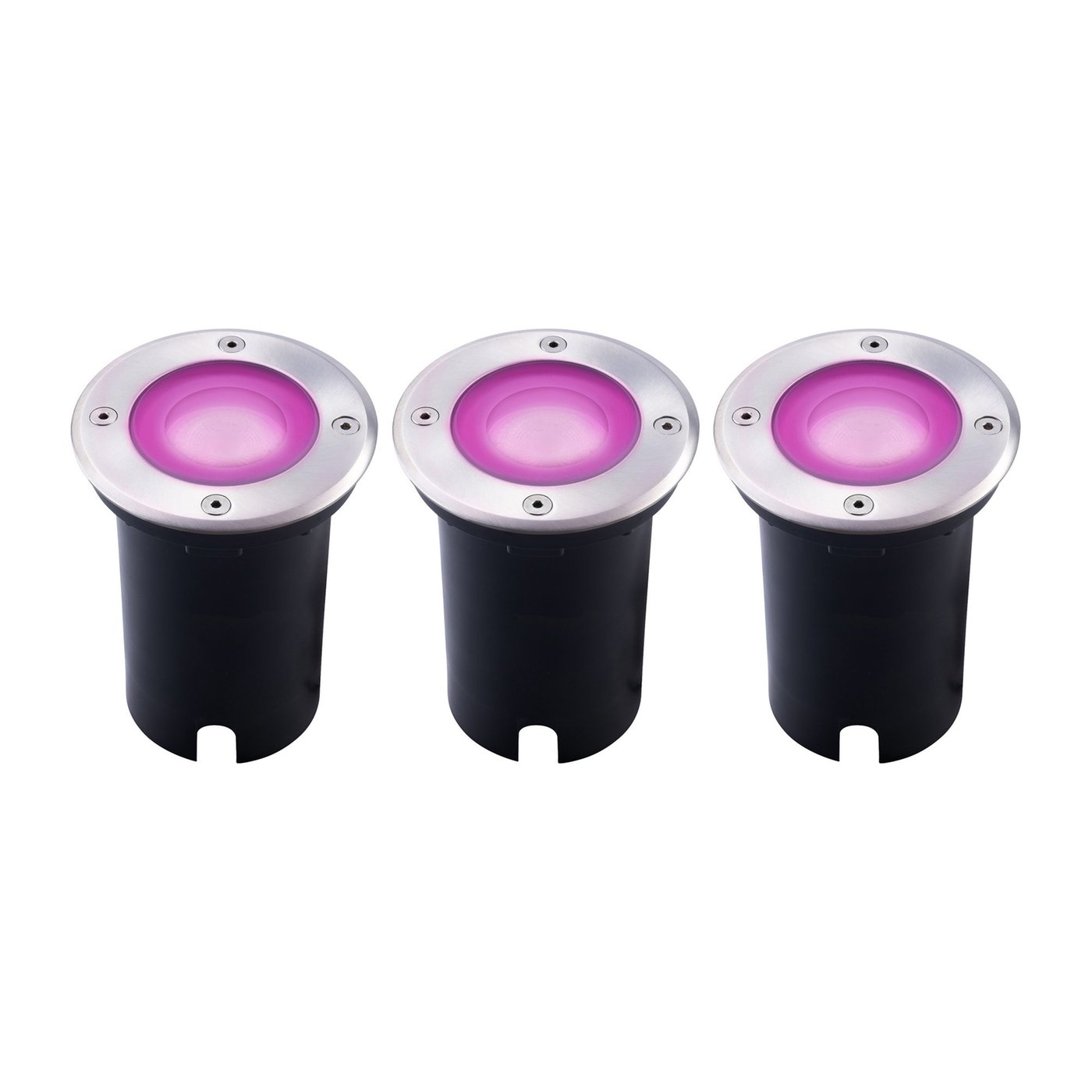 3x Spot encastrable de sol Smart LED - Ronde - IP67 - 4.9W - RGB+CCT - Câble 1M