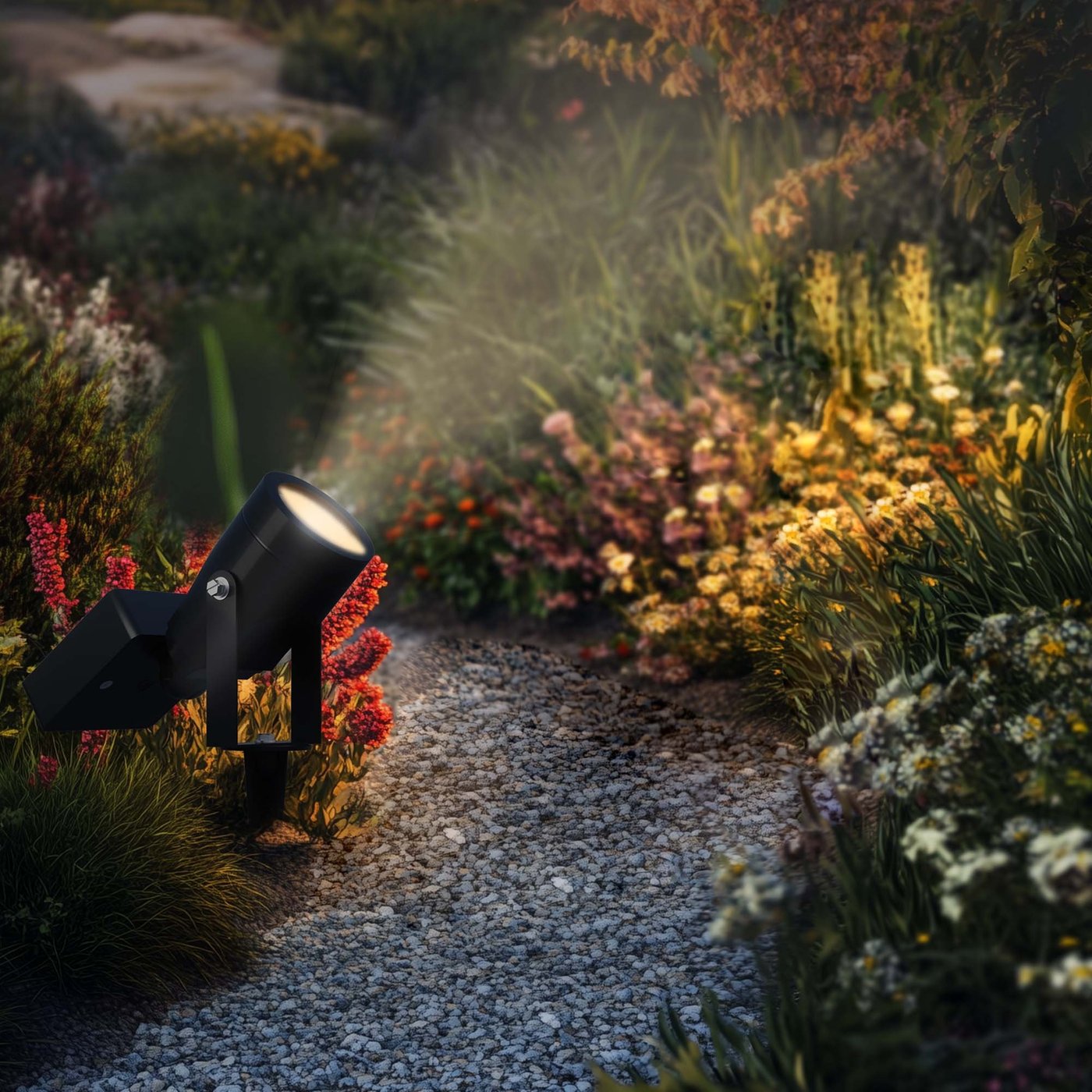 3x LED Solar Gartenstrahler - IP65 - 3000K