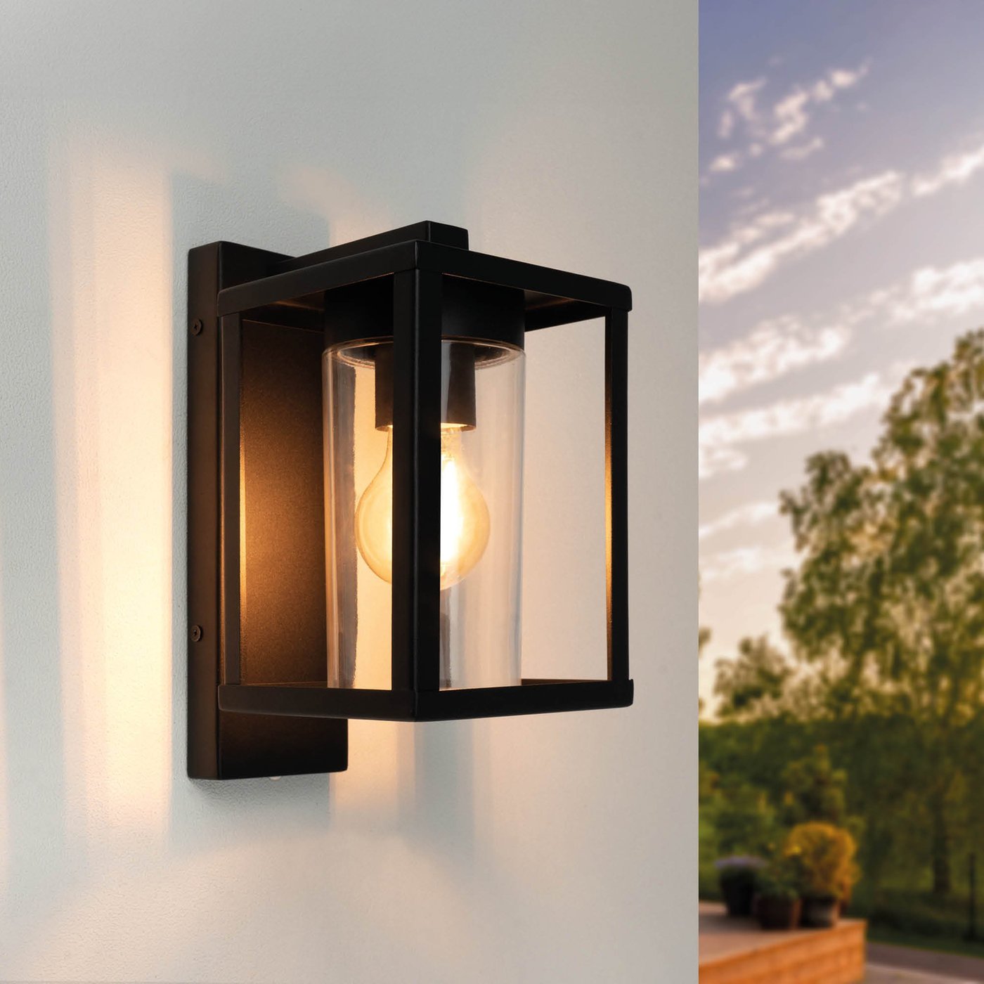Applique Murale avec Capteur Crépusculaire - 7.5W - 2100K - IP44 - Noir