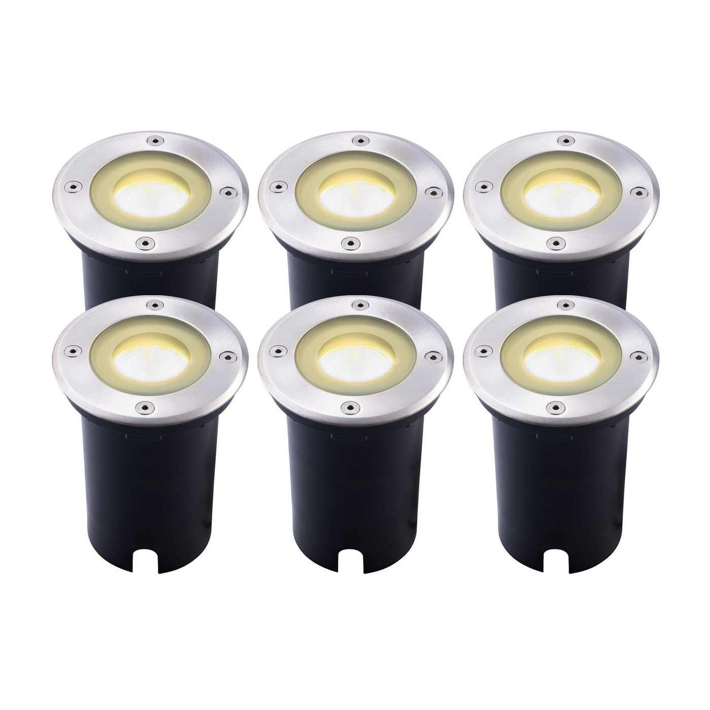 6x Zewnętrzny Lampy Najazdowe LED - Okrągły - Czarny - IP67 - 3W - 2700K - Kabel zasilający 1 metr
