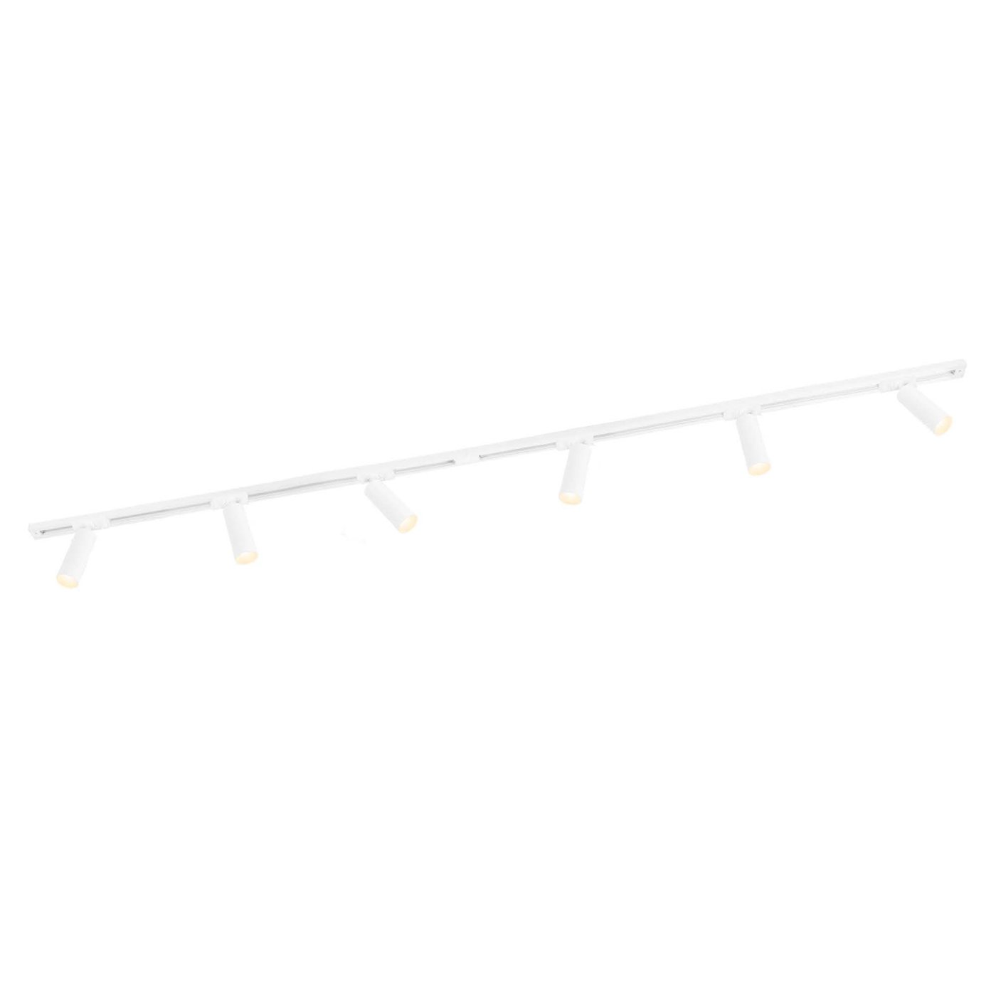 2m Oświetlenie Szynowe LED - 6x Reflektor Szynowy - 3W - 2700K - Możliwość Przyciemniania - System Szynowy 1-fazowy - Biały