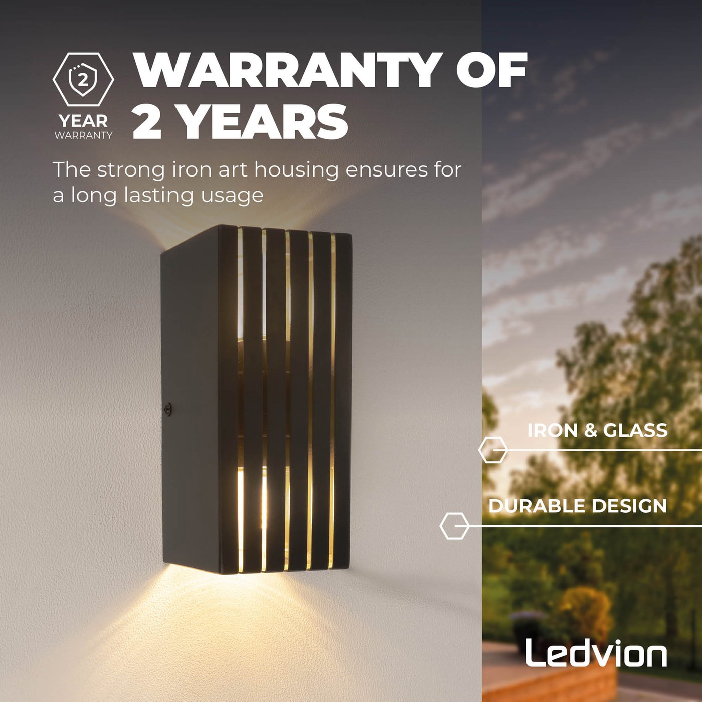 Wandleuchte CUBEL für außen, IP65, Up & Downlight, 2x G9 (Leuchtmittel, Farbe wählbar