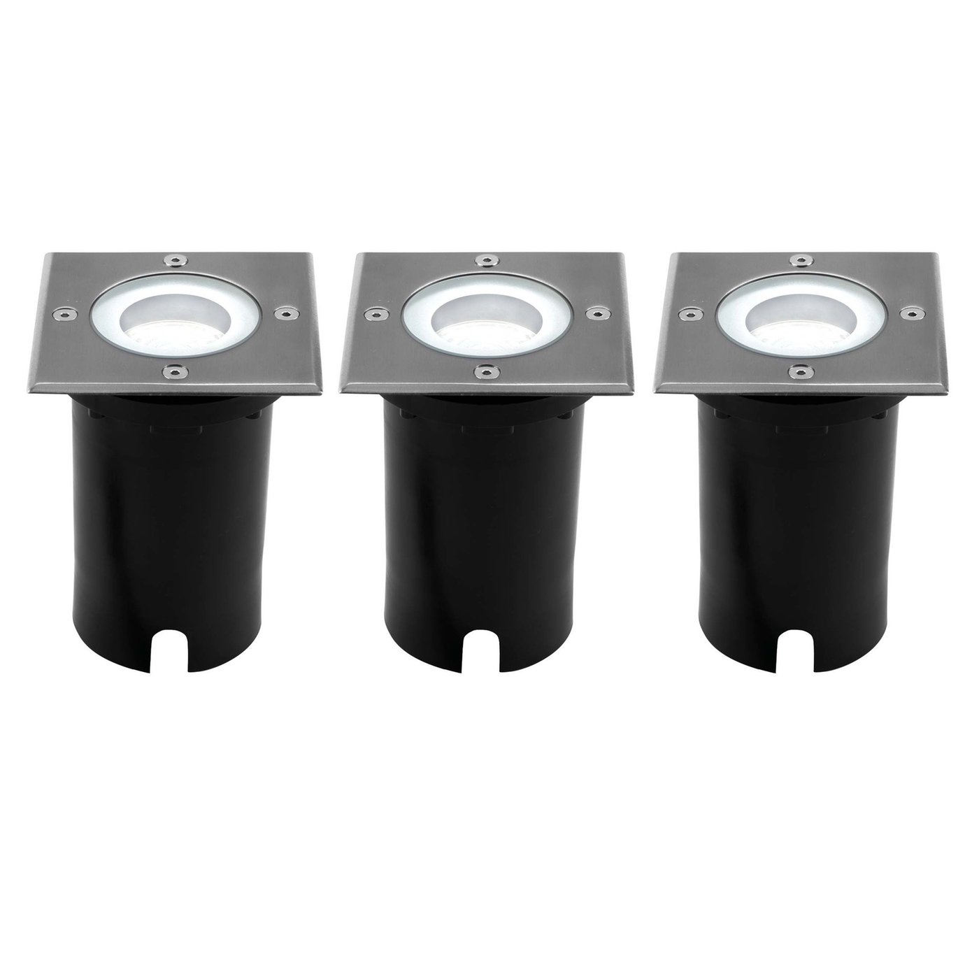 3x Zewnętrzny Lampy Najazdowe LED - Kwadratowy - Czarny - IP67 - 5W - 6500K - Kabel zasilający 1 metr