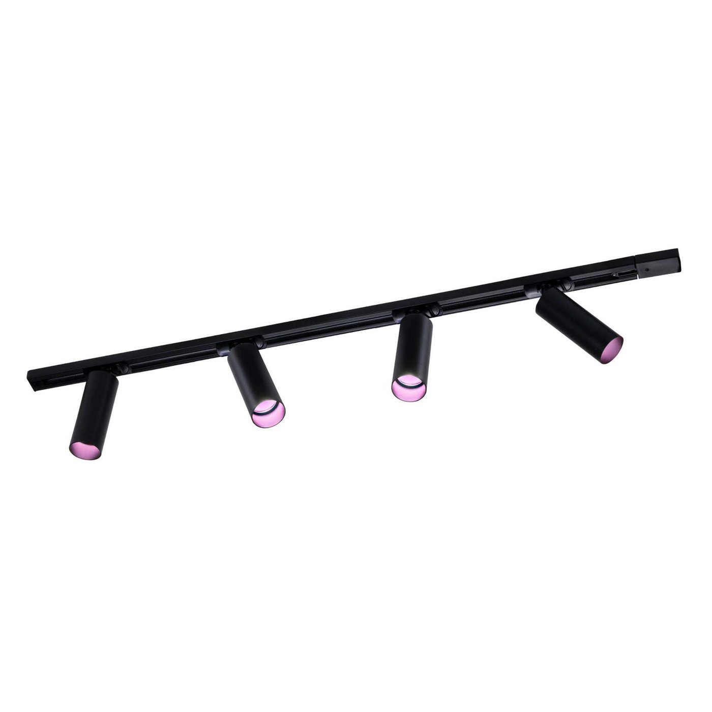 1m Illuminazione a Binario LED Intelligente - 4 Faretti GU10 - 4.9W - RGB+CCT - Dimmerabile - Binario Monofase - Nero