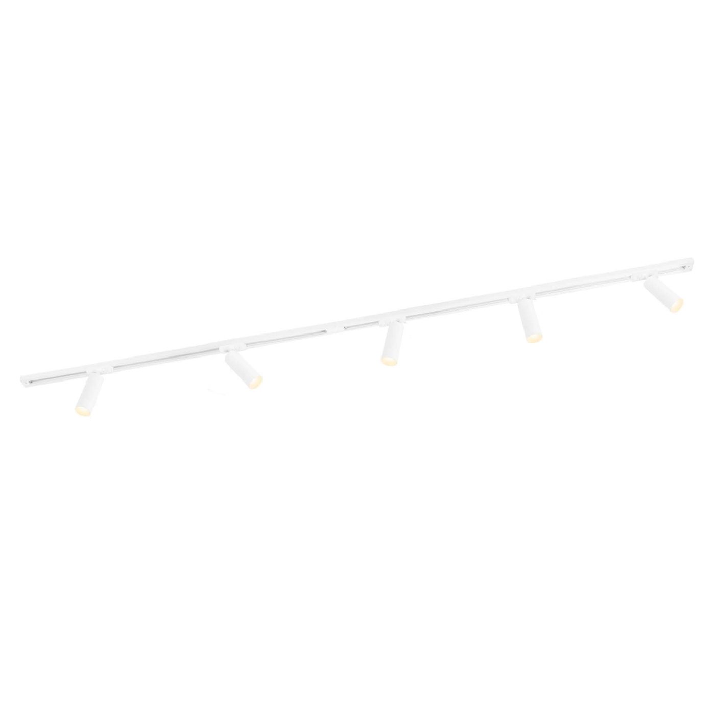 2m LED Spot sur rail - 5 Luminaires - Dimmable - Rail Monophasé - Blanc