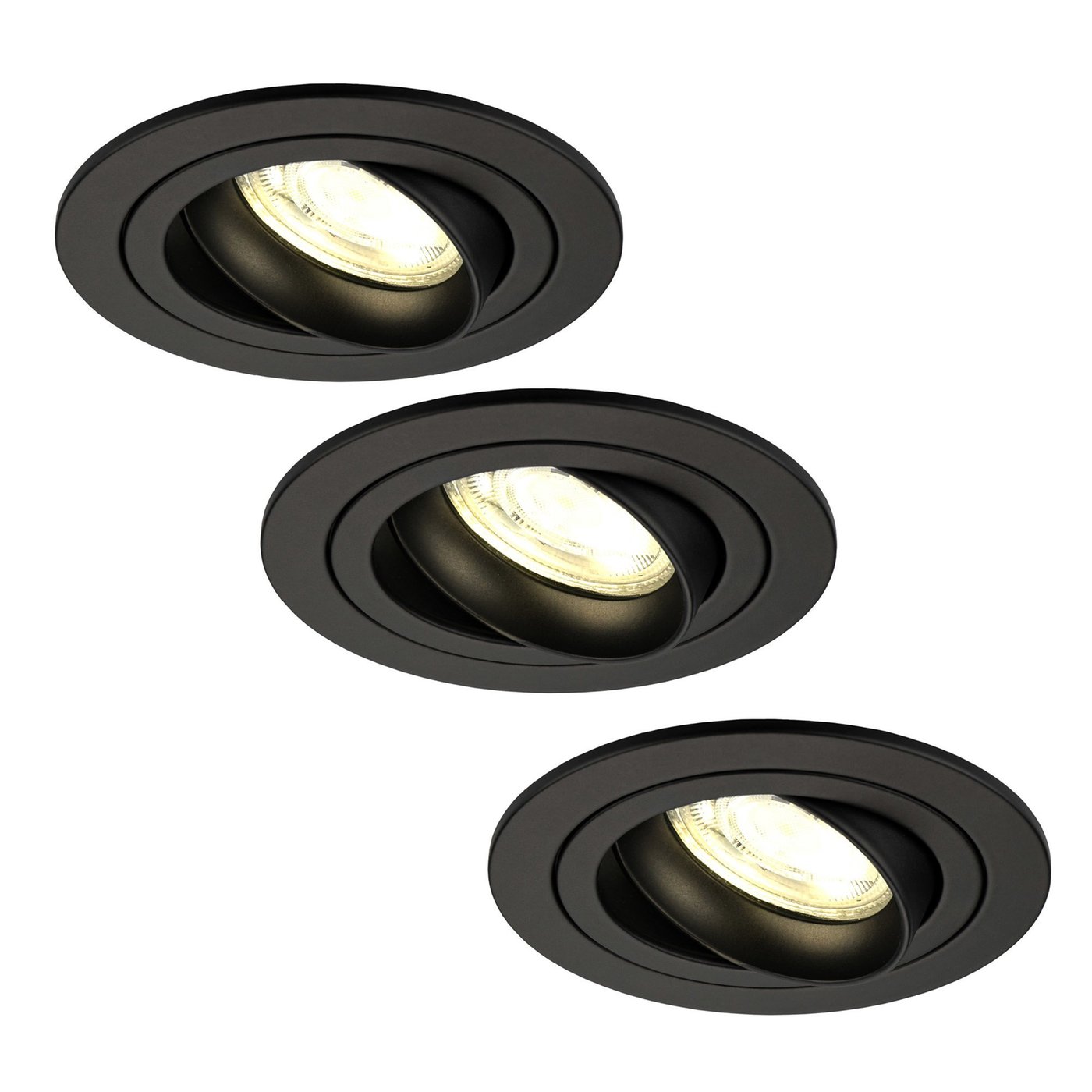 Dimbare LED inbouwspots Zwart - Tokyo - 3W - 2700K - ø92mm - 3 pack