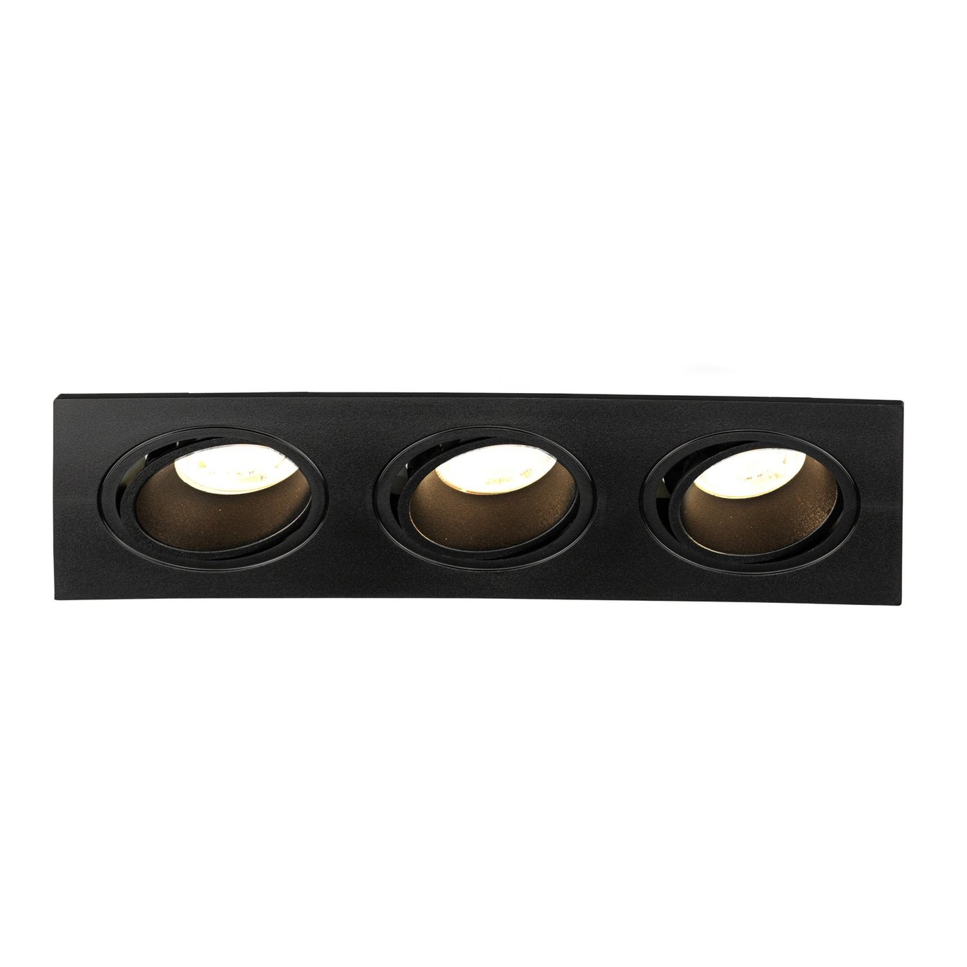 Dimmbarer LED Einbaustrahler Dreifach - Rechteck - 3W - 2700K - Schwarz