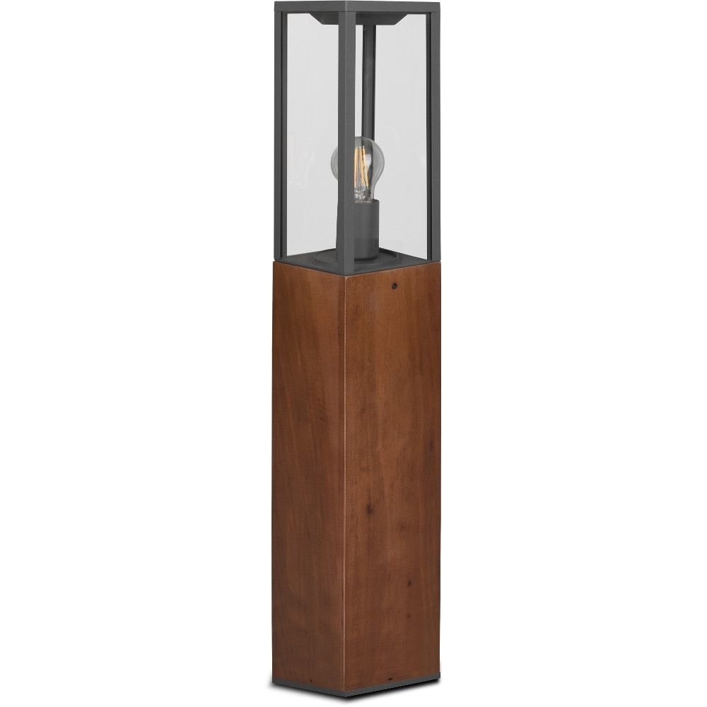 Lampy Stojące Zewnętrzny - 80 cm - Gniazdo E27 - Garonne - Antracyt z Drewnem