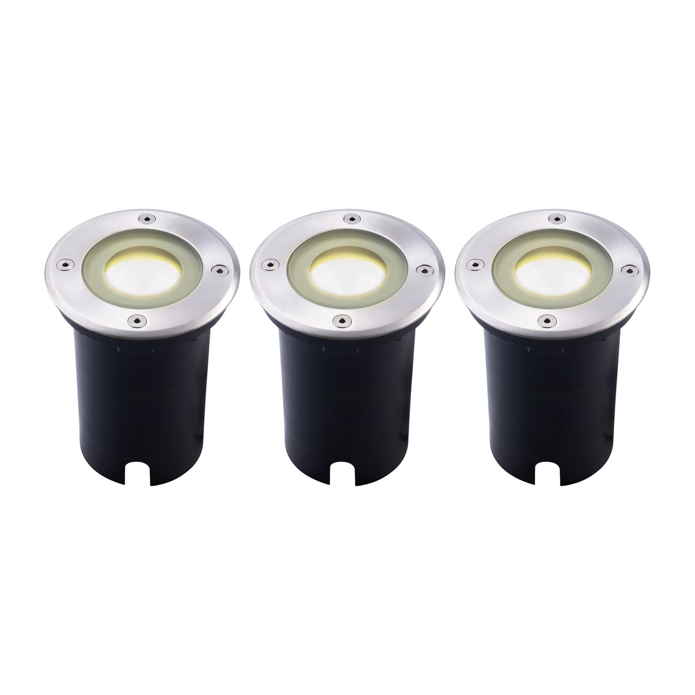 3x Zewnętrzny Lampy Najazdowe LED - Okrągły - Czarny - IP67 - 3W - 4000K - Kabel zasilający 1 metr