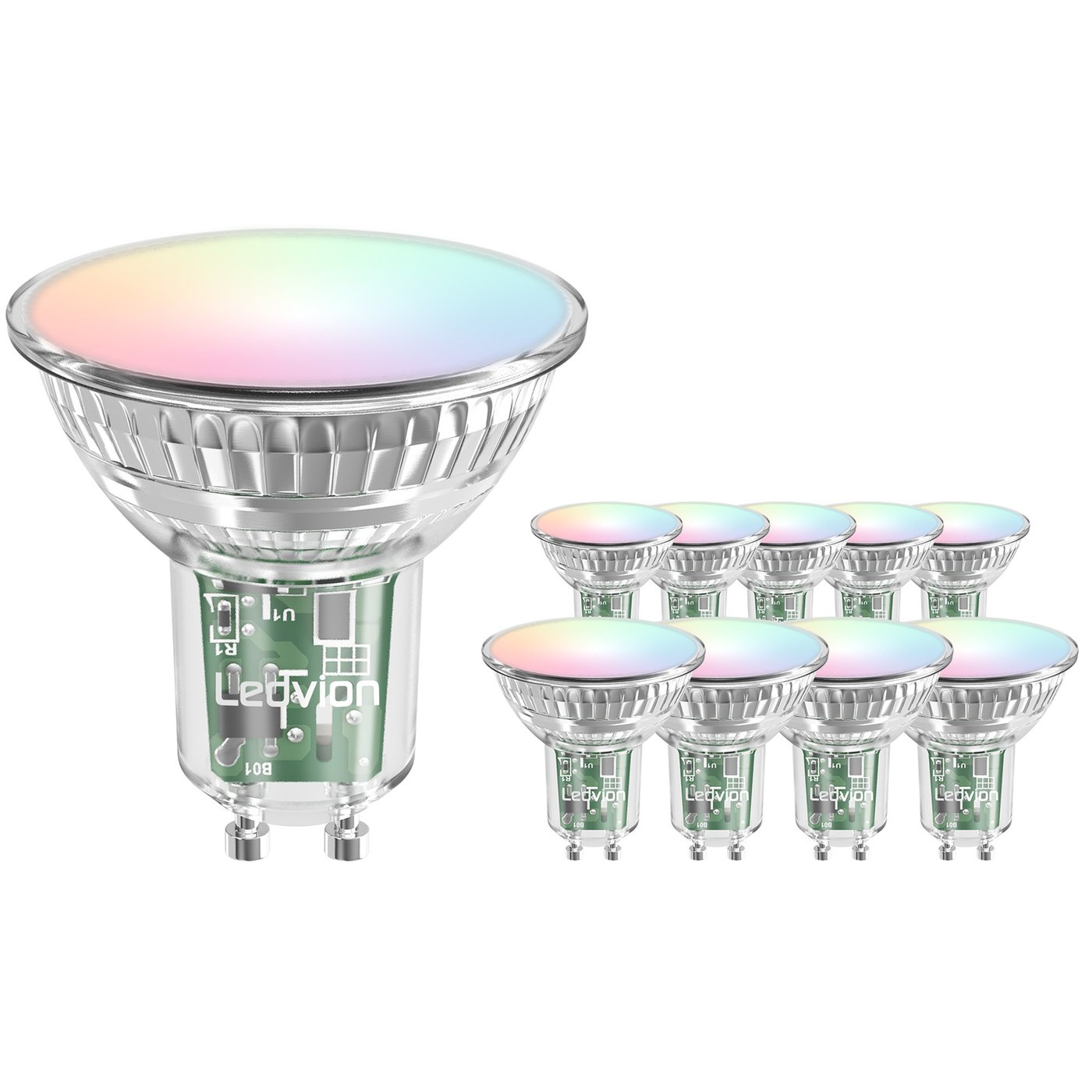 10x Inteligentna Żarówka RGB+CCT LED GU10 Ściemnialna - WiFi - 4.9W