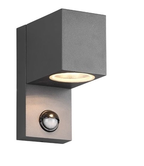 Applique da Esterno LED con Sensore - GU10 - IP44 - Cubo - Roya - Antracite