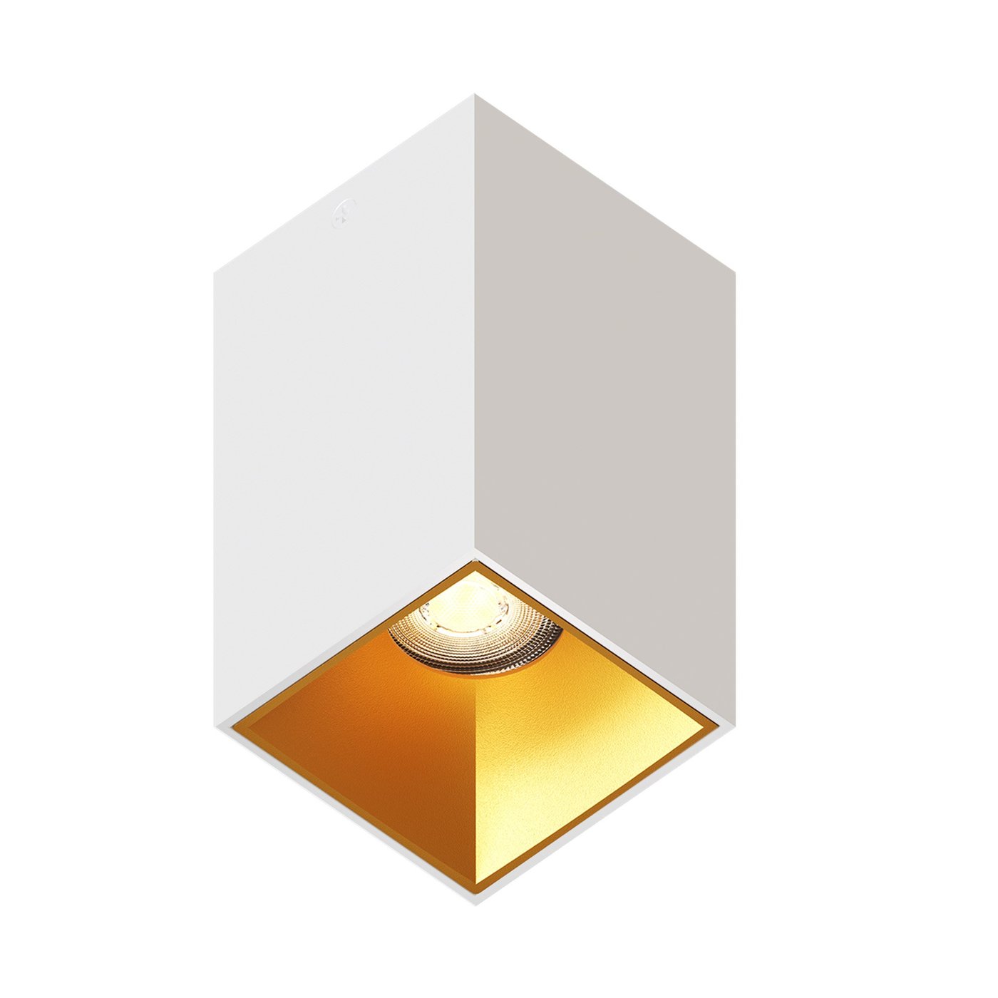 LED Aufbaustrahler Dimmbar - Weiß / Gold - Quadrat - 3W - 2700K - 345 Lumen - 80x80mm