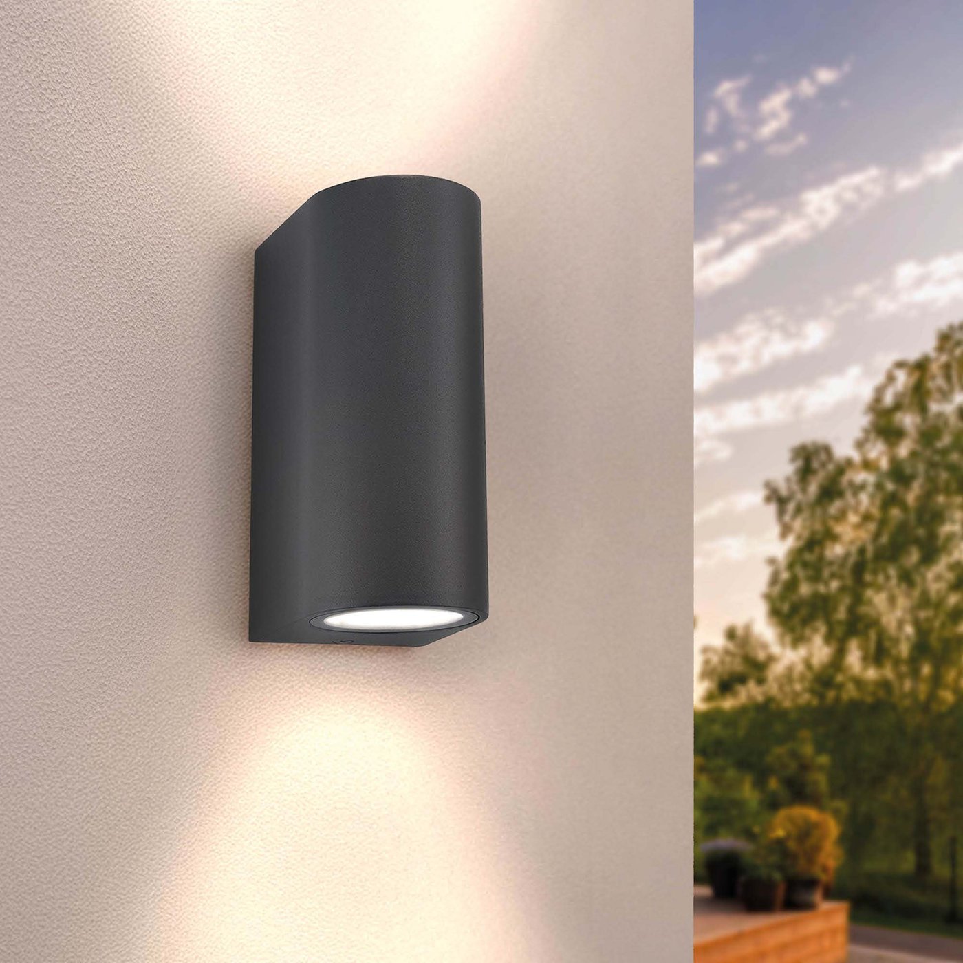 LED Wandleuchte - Rund Anthrazit - Beidseitig