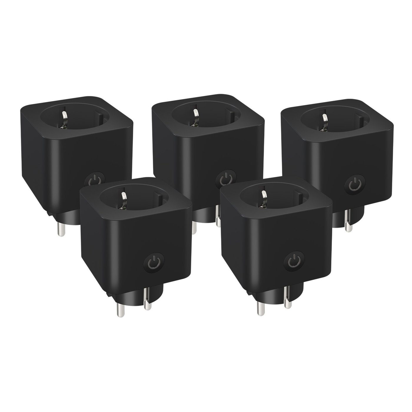 5x Presa Smart WiFi Ledvion con Timer e Risparmio Energetico - Presa Smart - App Calex - Controllo Vocale - Nero