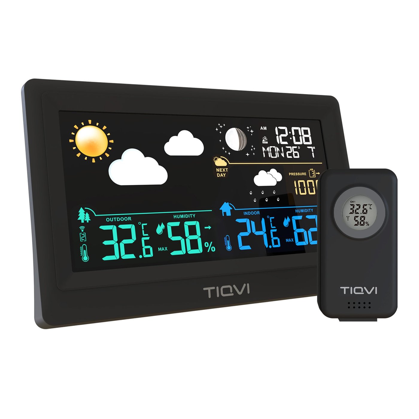 Station Météo avec Capteur Extérieur – Sans Fil – Écran Couleur 7'' – Écran Tactile – Intérieur et Extérieur