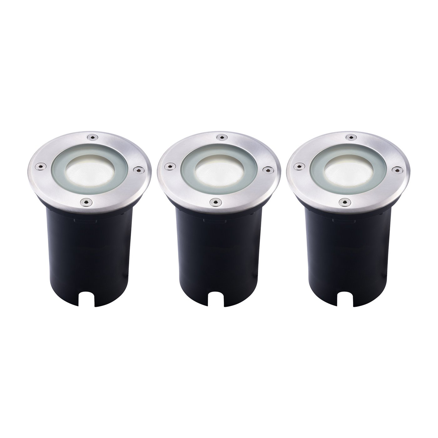 3x Zewnętrzny Lampy Najazdowe LED - Okrągły - Czarny - IP67 - 5W - 6500K - Kabel zasilający 1 metr