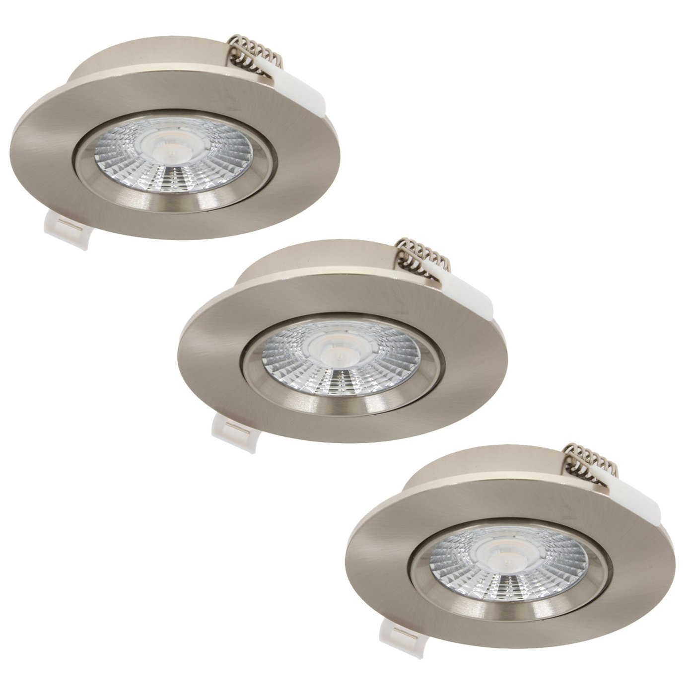 Reflektory wpuszczane LED srebrne - 6W - IP44 - 3000K - możliwość przyciemniania - 3 szt.