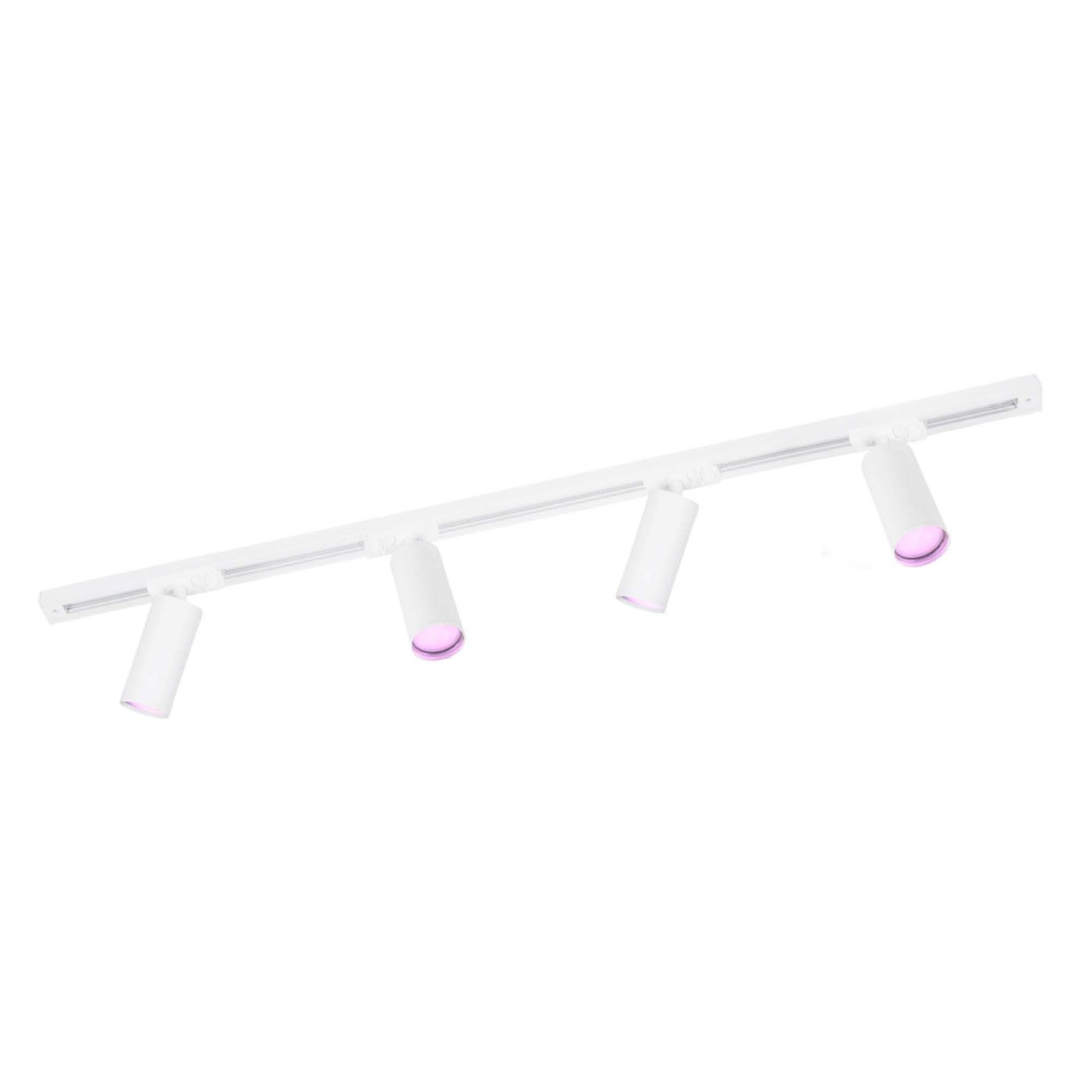 1m Illuminazione a Binario LED Intelligente - 4 Faretti GU10 - 4.9W - RGB+CCT - Dimmerabile - Binario Monofase - Bianco