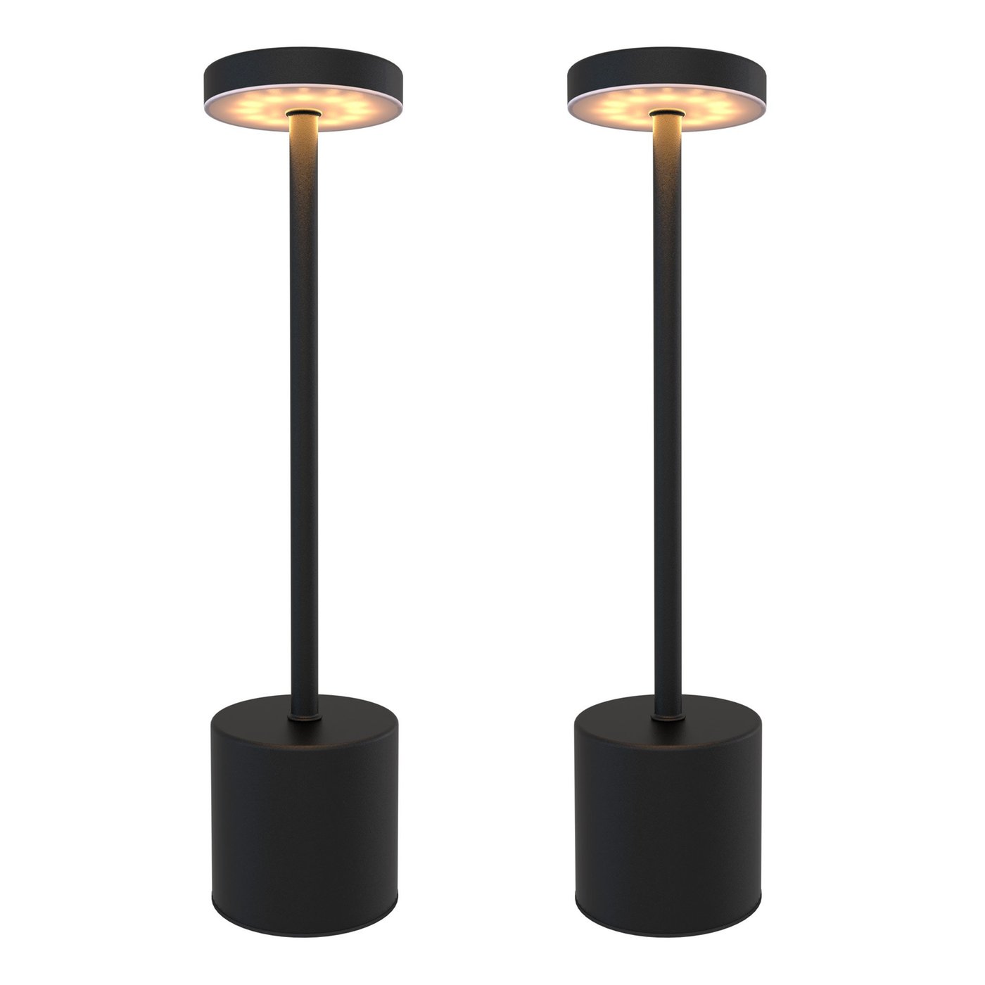 2x Lampa Stołowa LED USB-C Ładowalna – Matowa Czarna – 60 Lumenów – 2700K–5000K – IP20 – Akumulator 3600mAh - Luna