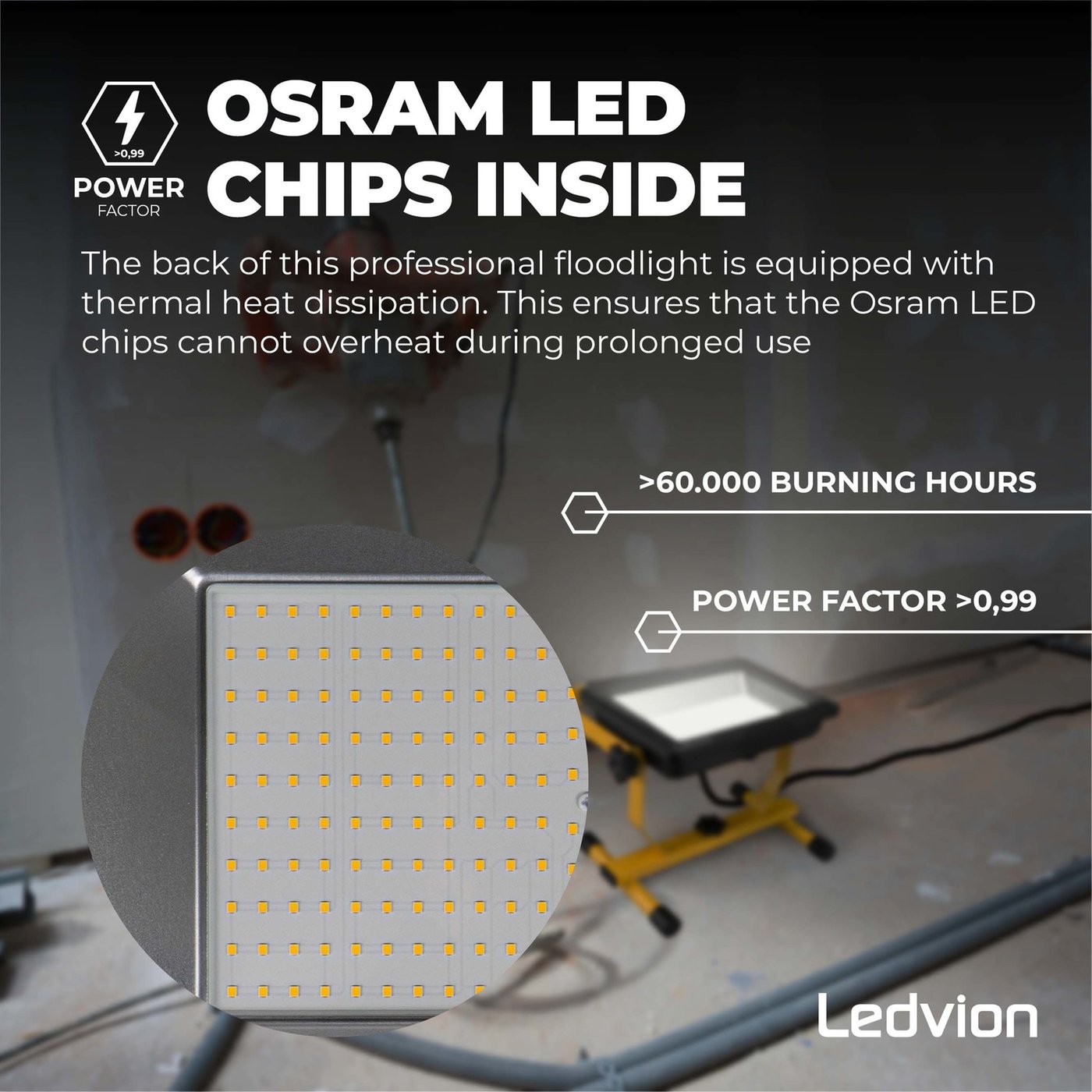 OSRAM LED werklamp statief 2x50W 840, 4000K koel wit, 9000 lm, IP65, hoogteverstelbaar 1,8 m, 360
