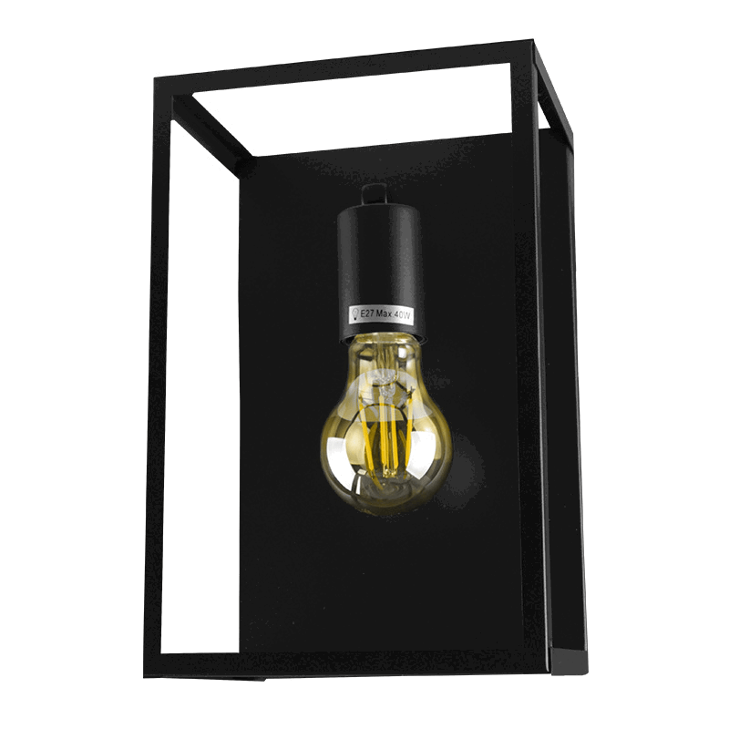 LED Wandleuchte - Leduxa - Schwarz - Quadrat - E27 Filament - 4W