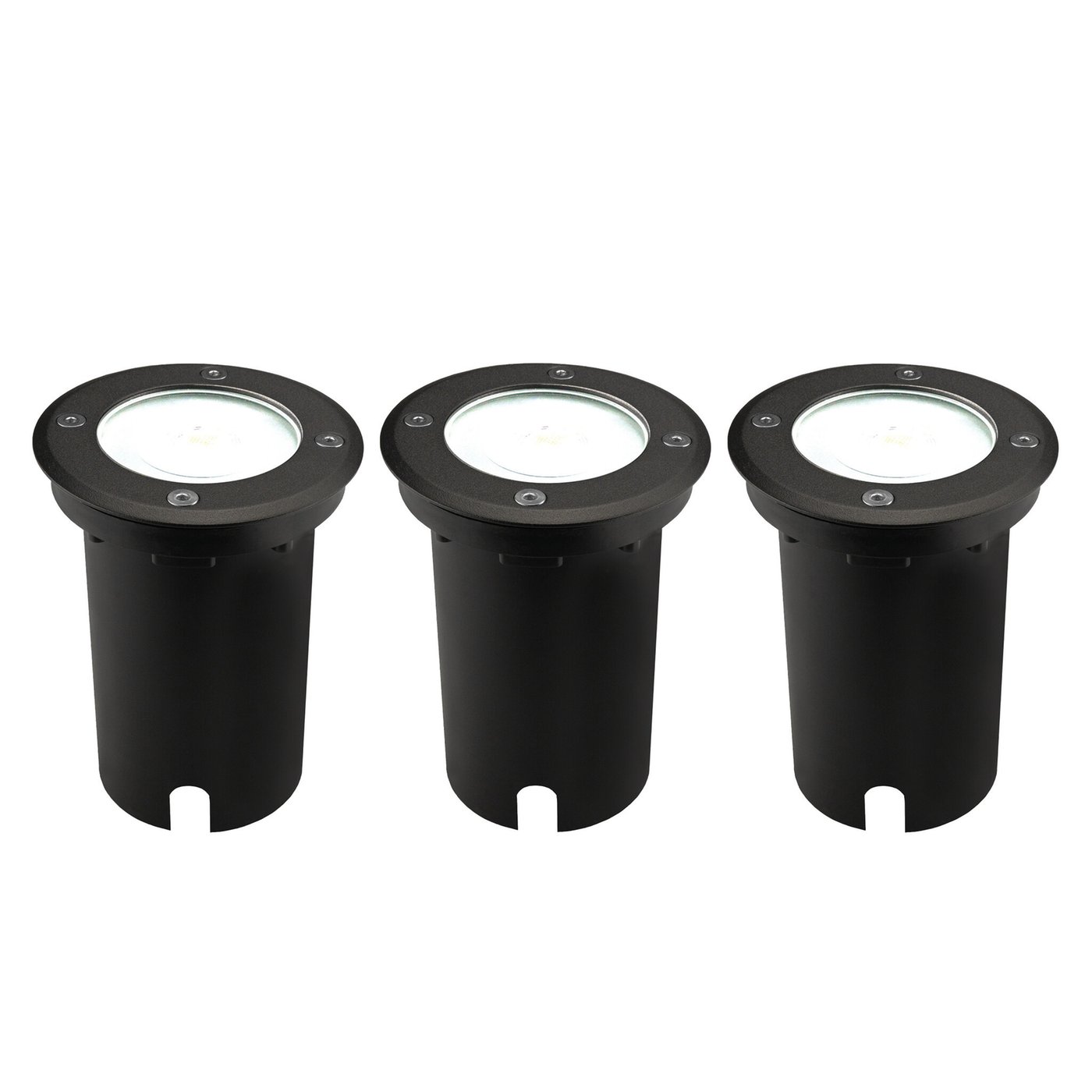 3x Zewnętrzny Lampy Najazdowe LED - Kwadratowy - Czarny - IP67 - 5W - 6500K - Kabel zasilający 1 metr